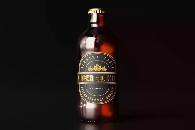 Stubby Beer Bottle Low-poly 3D model