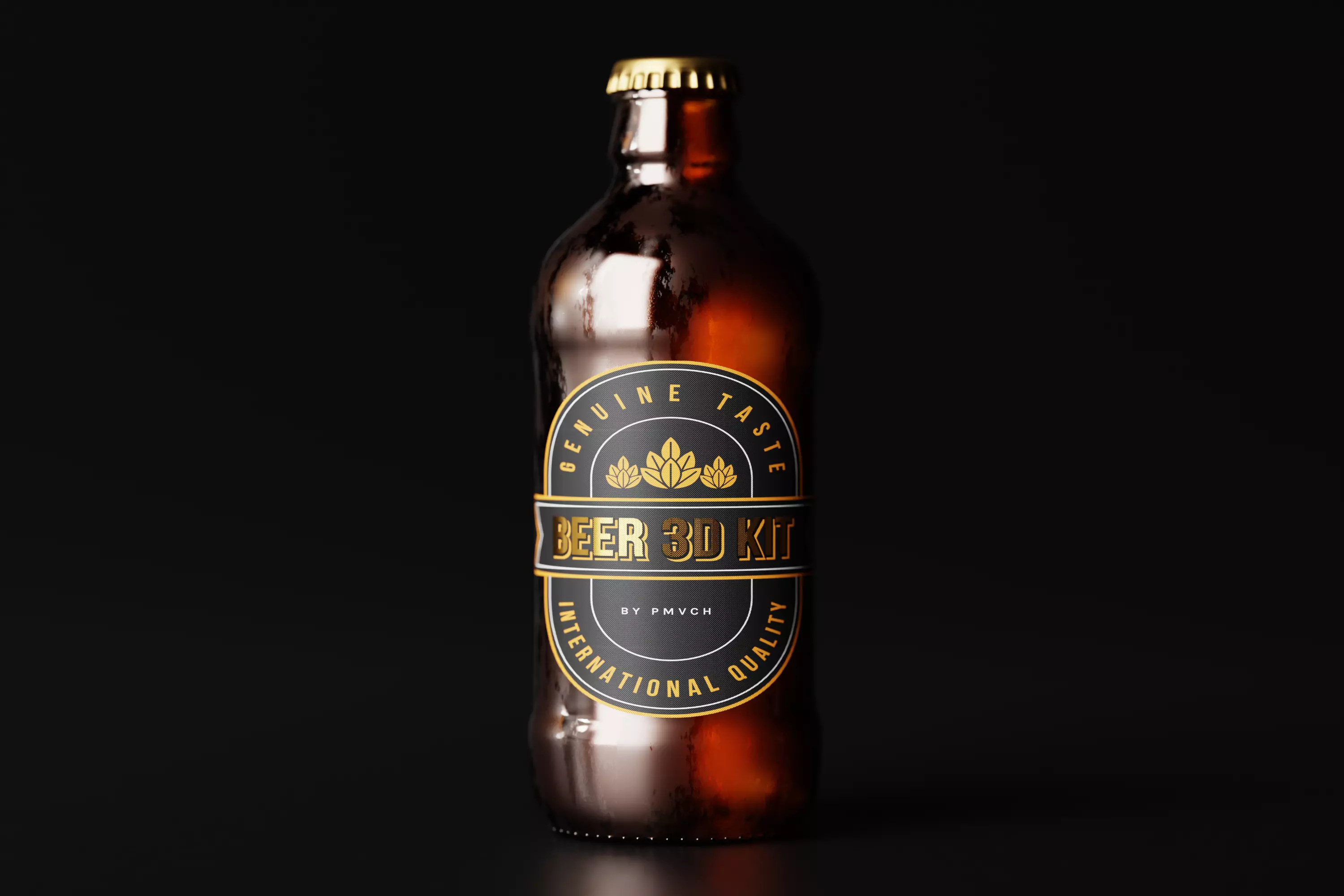 Stubby Beer Bottle Low-poly 3D model_0