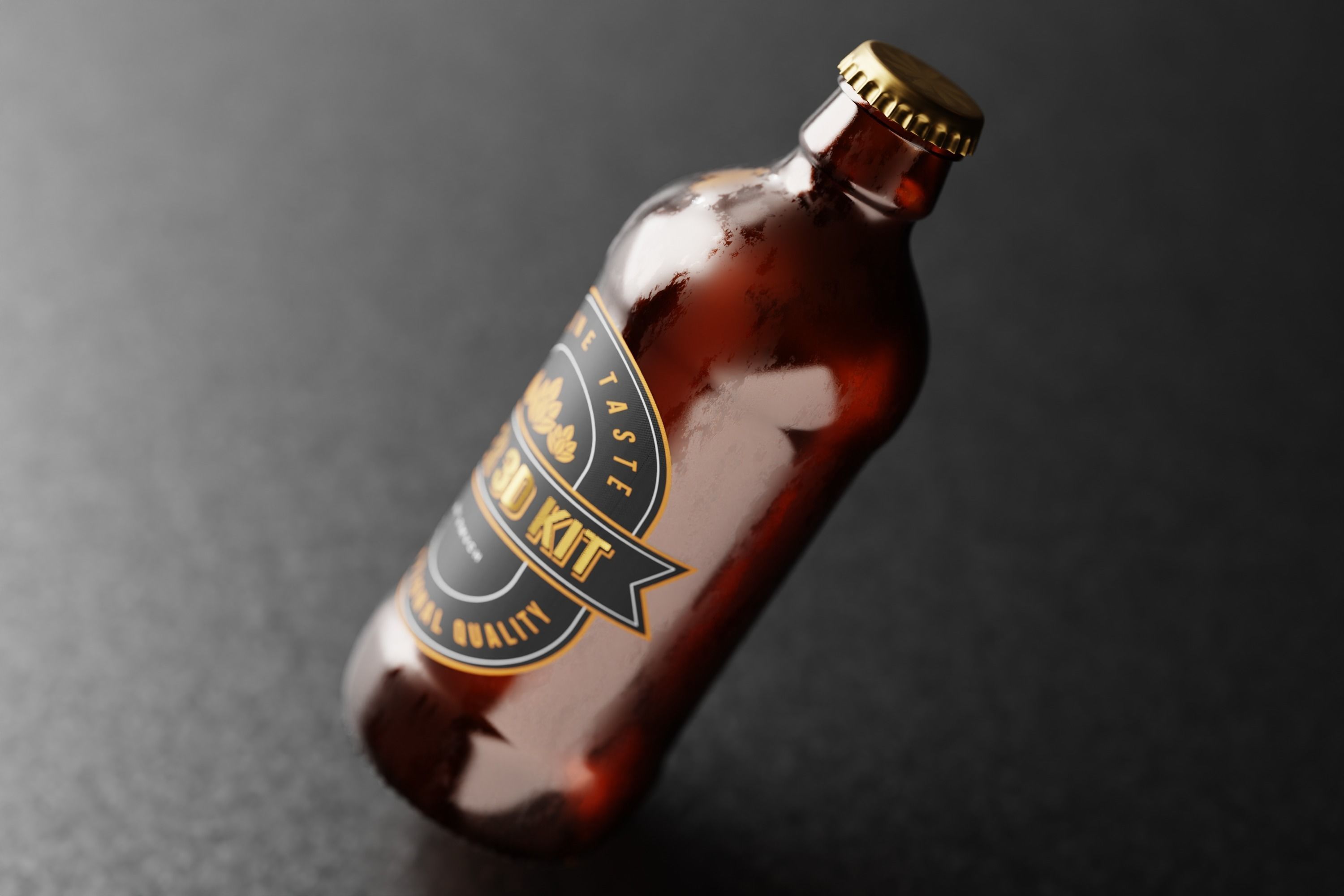 Stubby Beer Bottle Low-poly 3D model_11