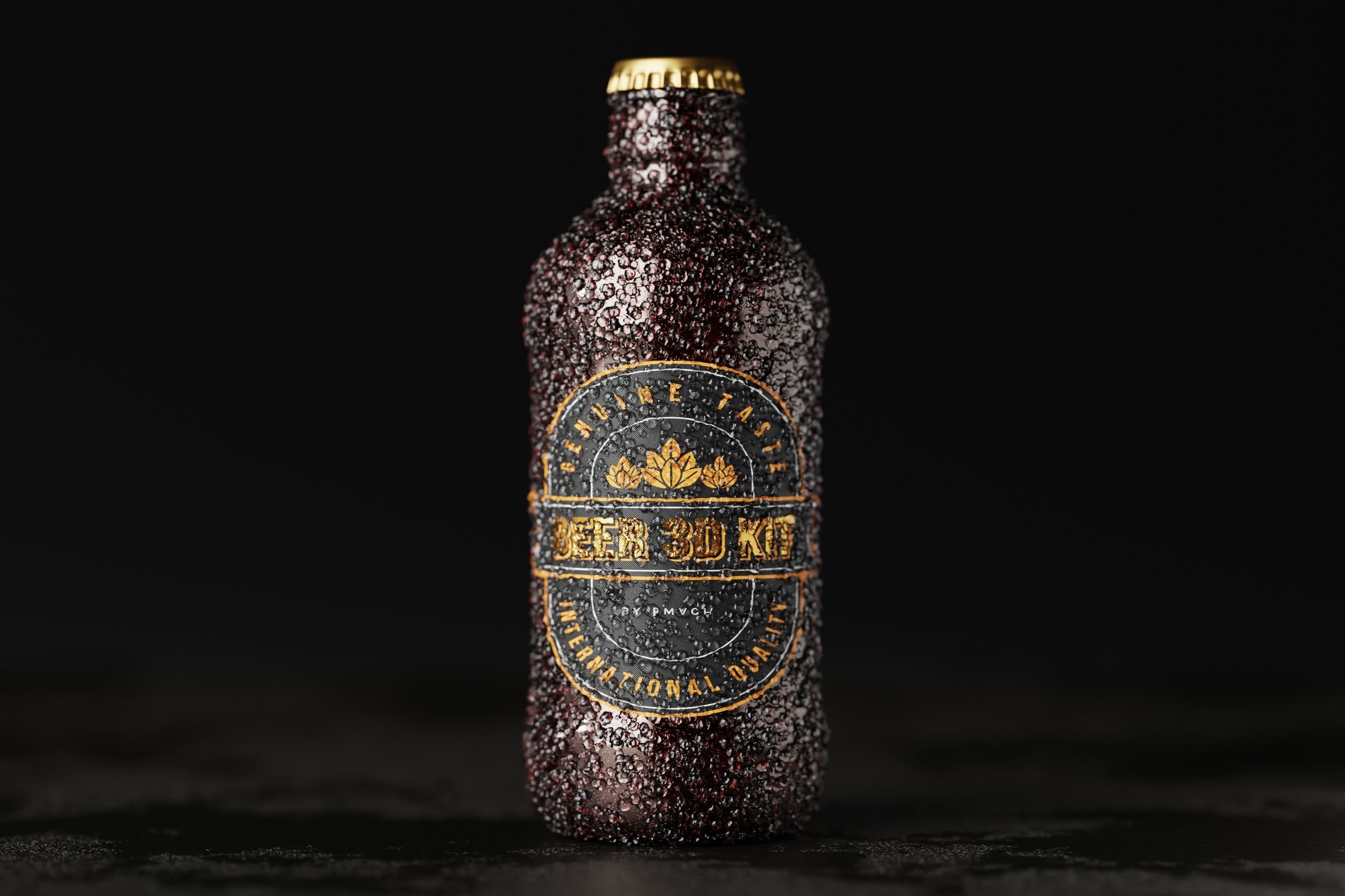 Stubby Beer Bottle Low-poly 3D model_15