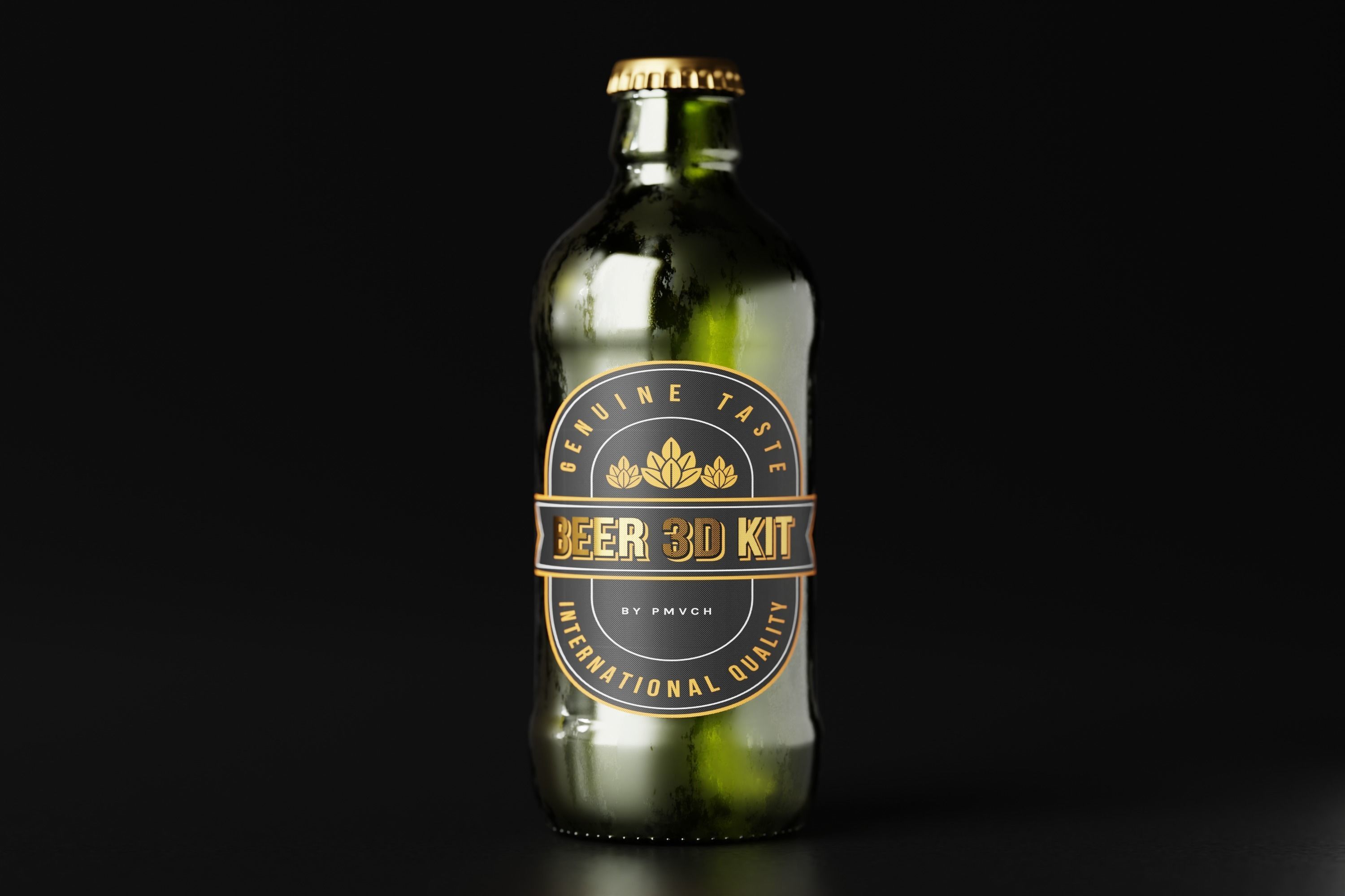 Stubby Beer Bottle Low-poly 3D model_13