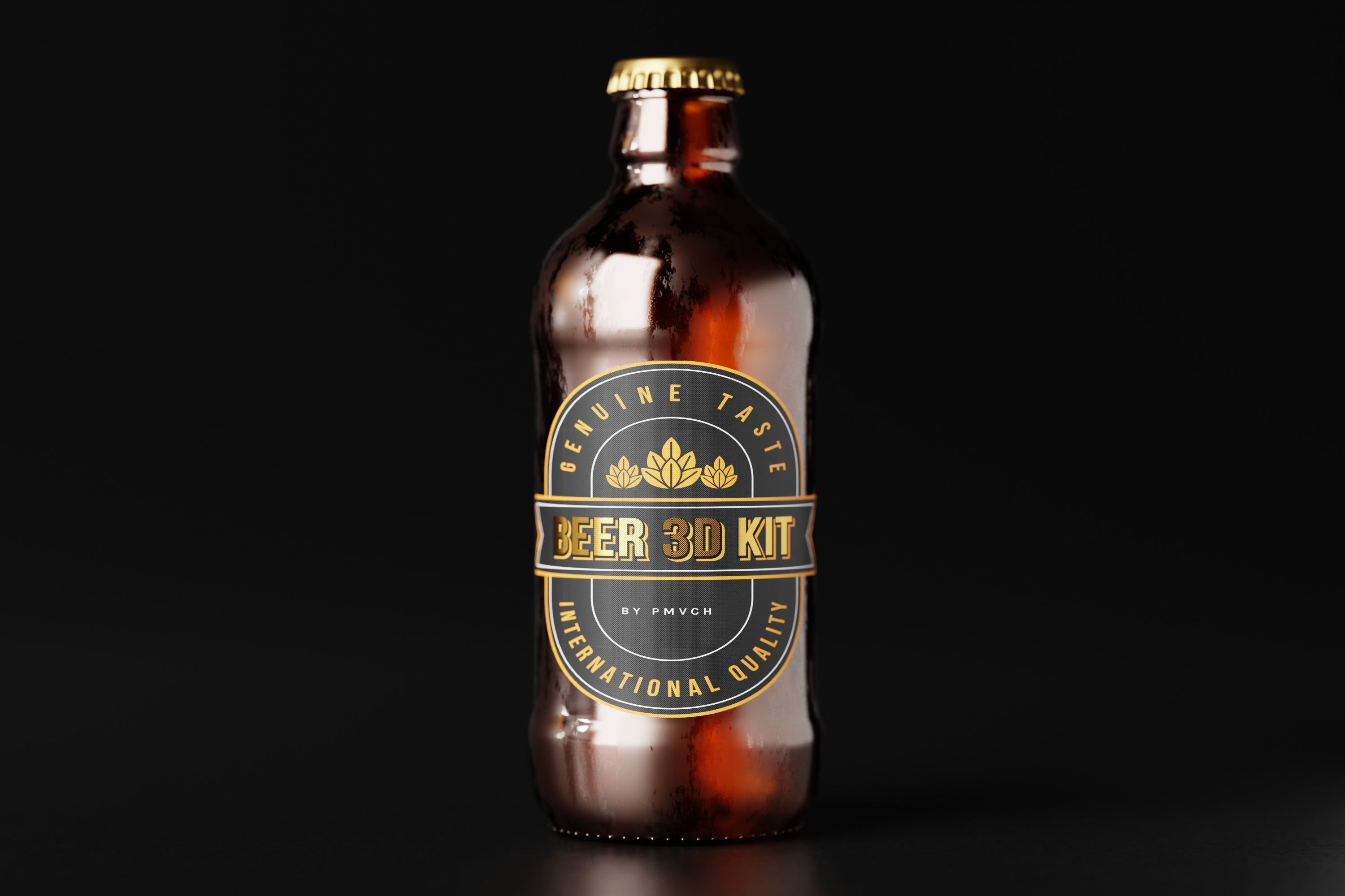 Stubby Beer Bottle Low-poly 3D model_1