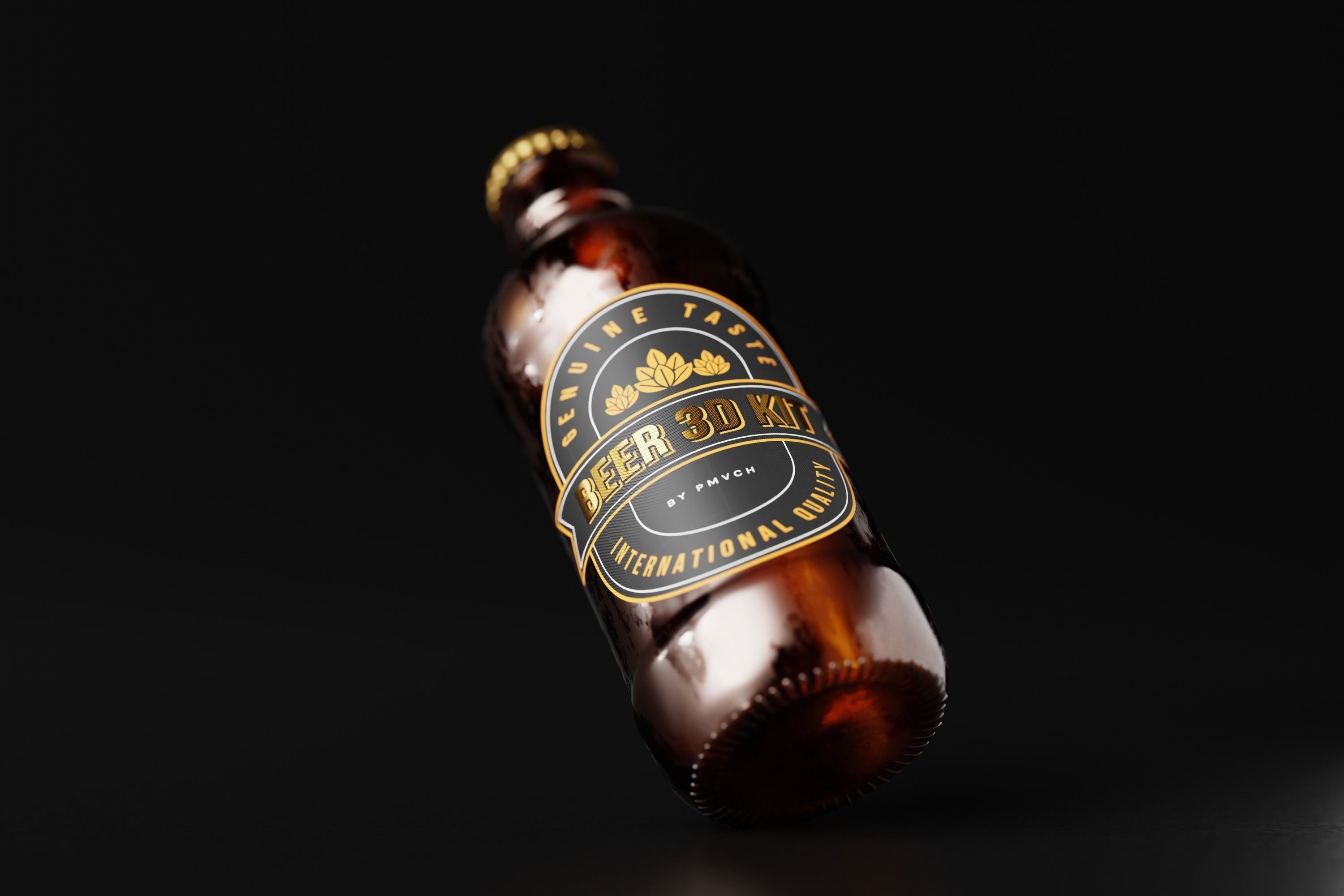 Stubby Beer Bottle Low-poly 3D model_2