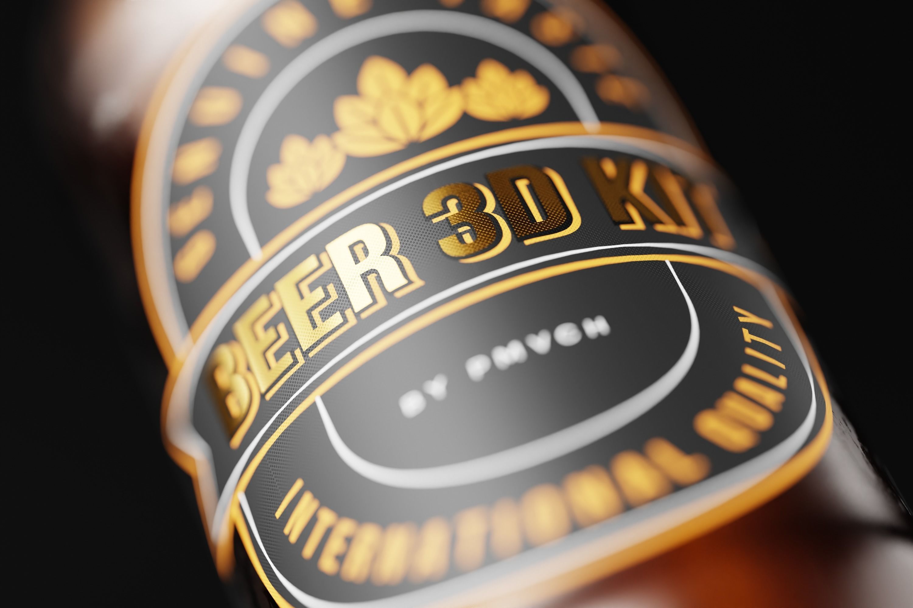 Stubby Beer Bottle Low-poly 3D model_3