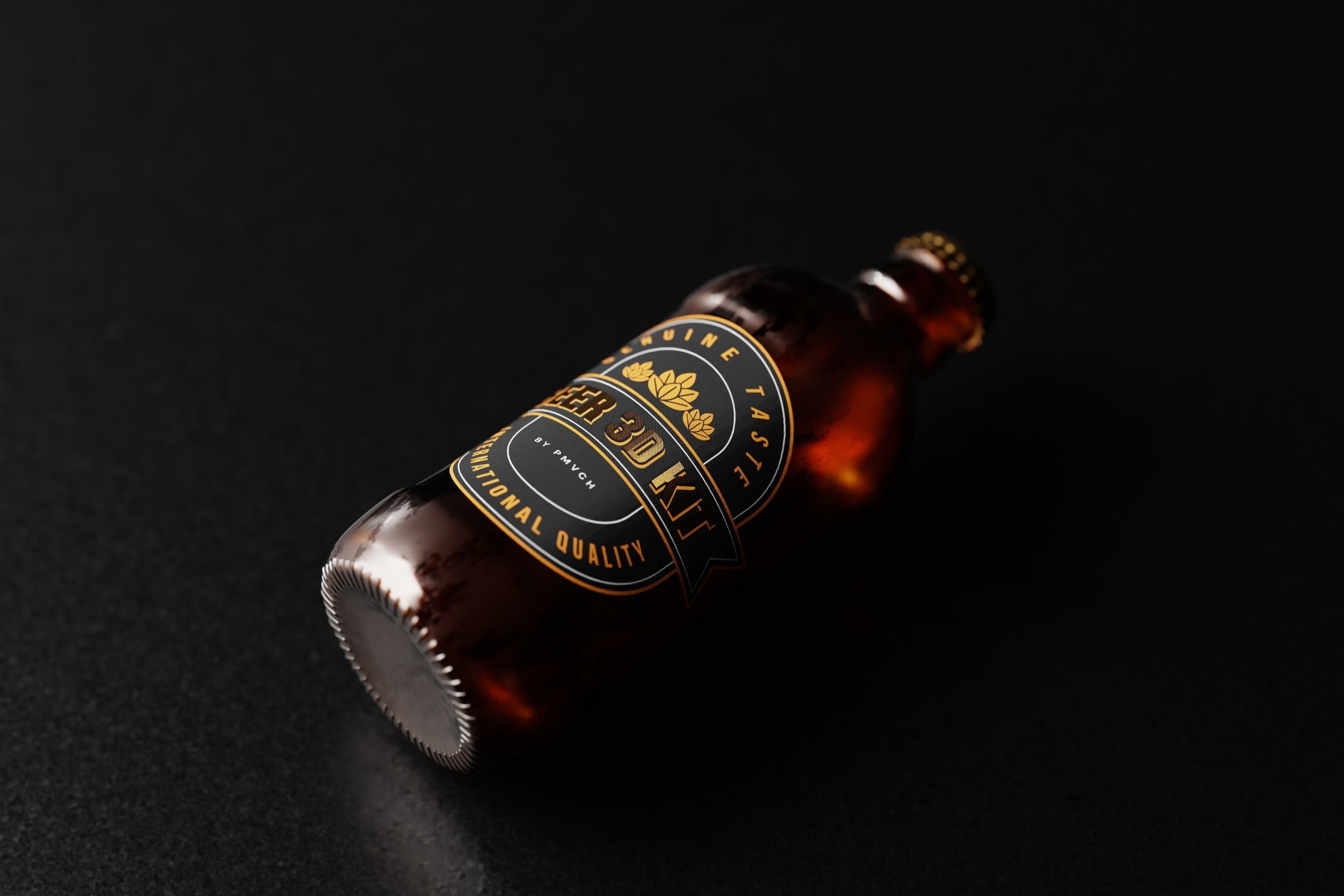 Stubby Beer Bottle Low-poly 3D model_4