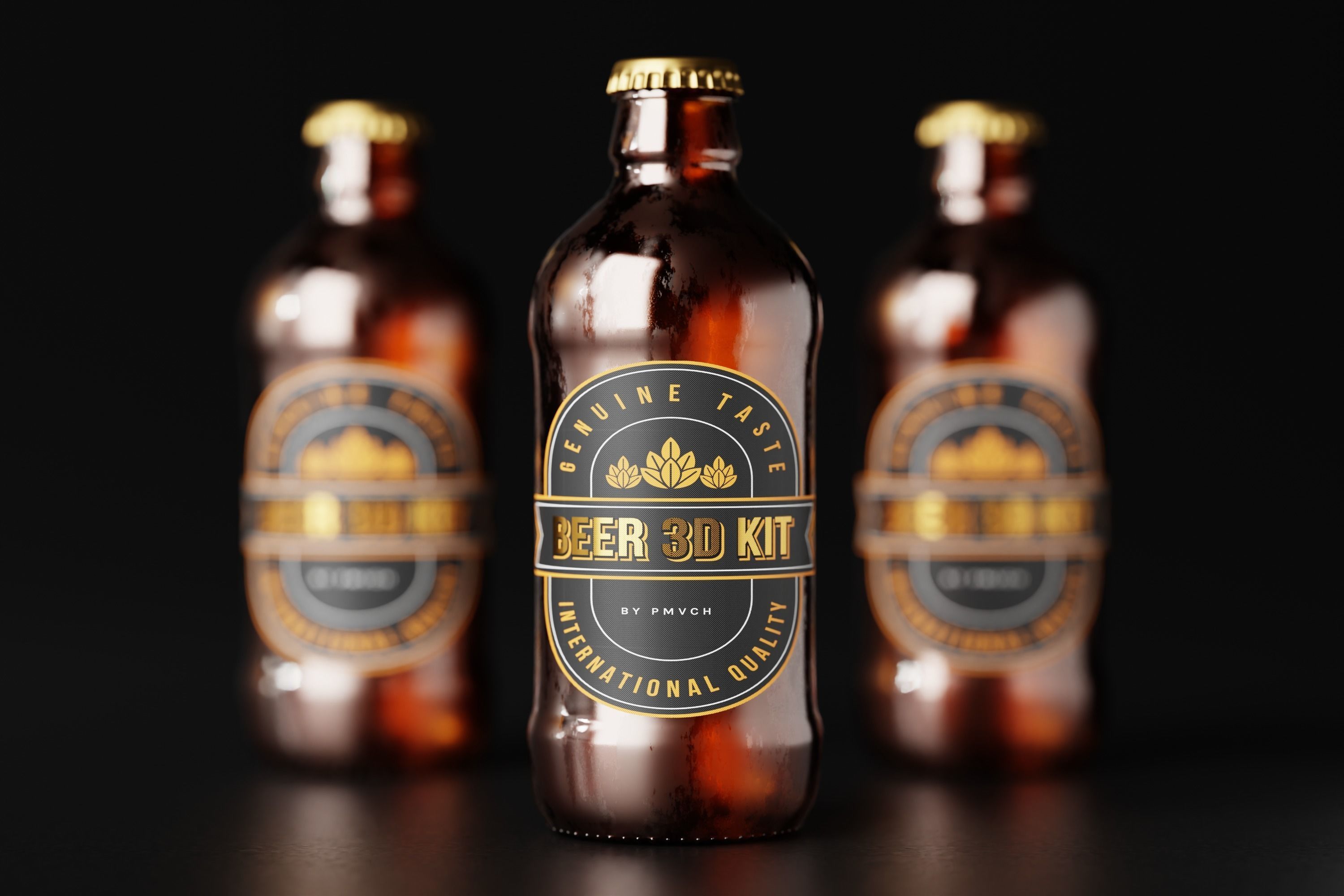 Stubby Beer Bottle Low-poly 3D model_8