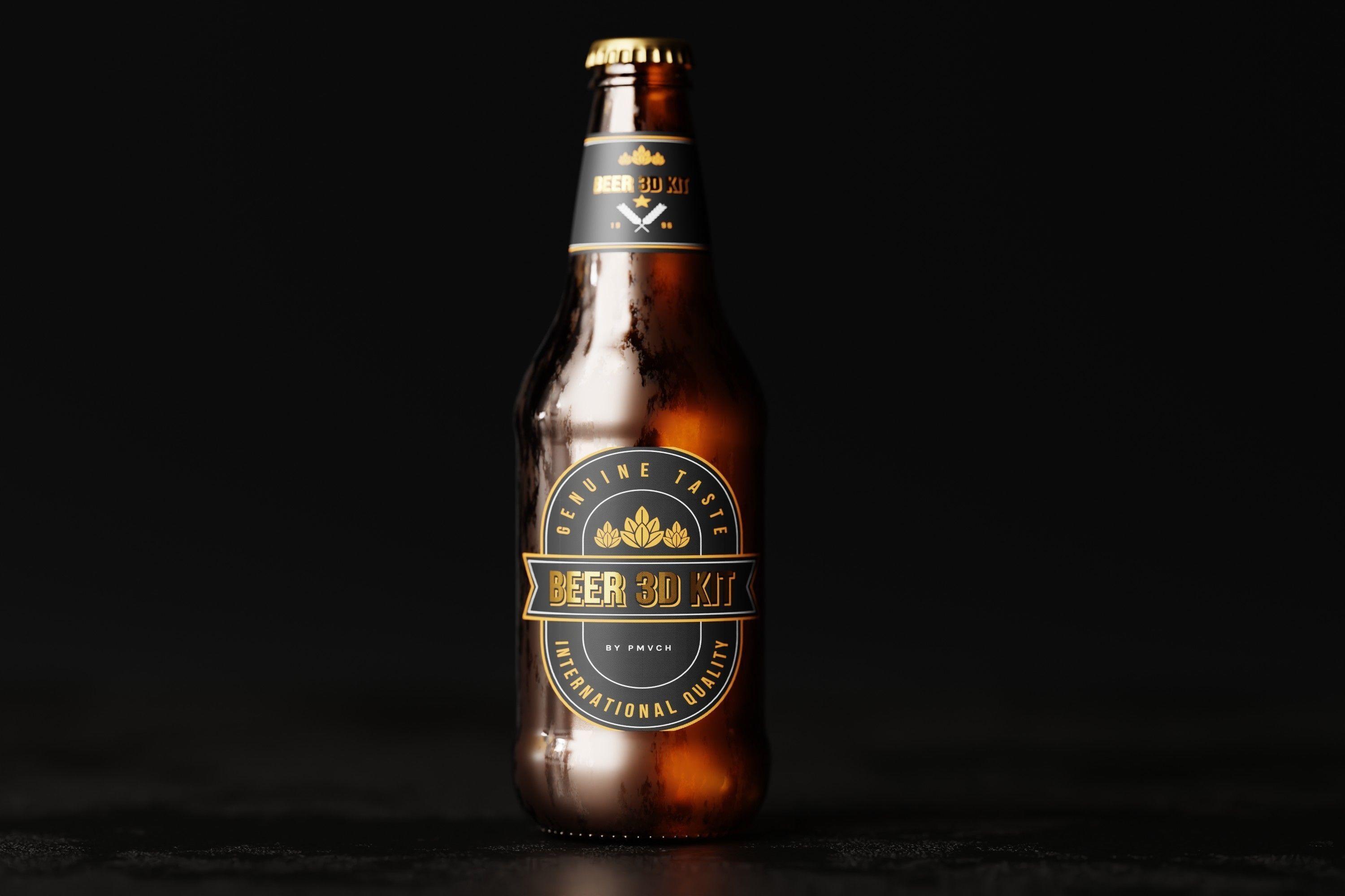 Heritage Beer Bottle Low-poly 3D model_1