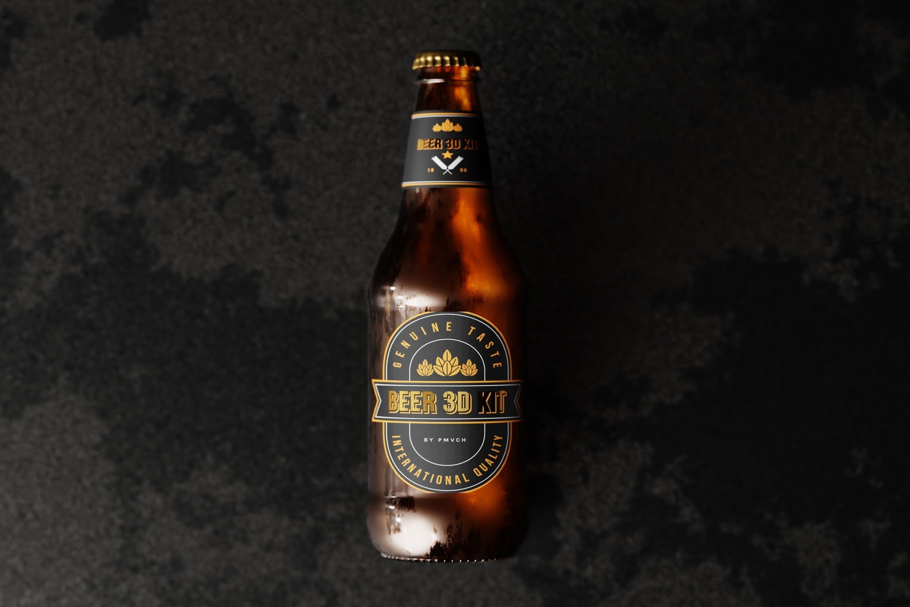 Heritage Beer Bottle Low-poly 3D model_10