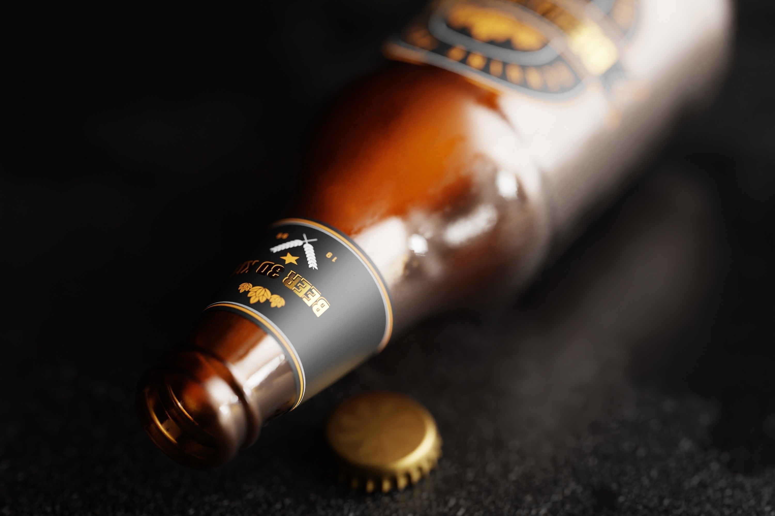 Heritage Beer Bottle Low-poly 3D model_3