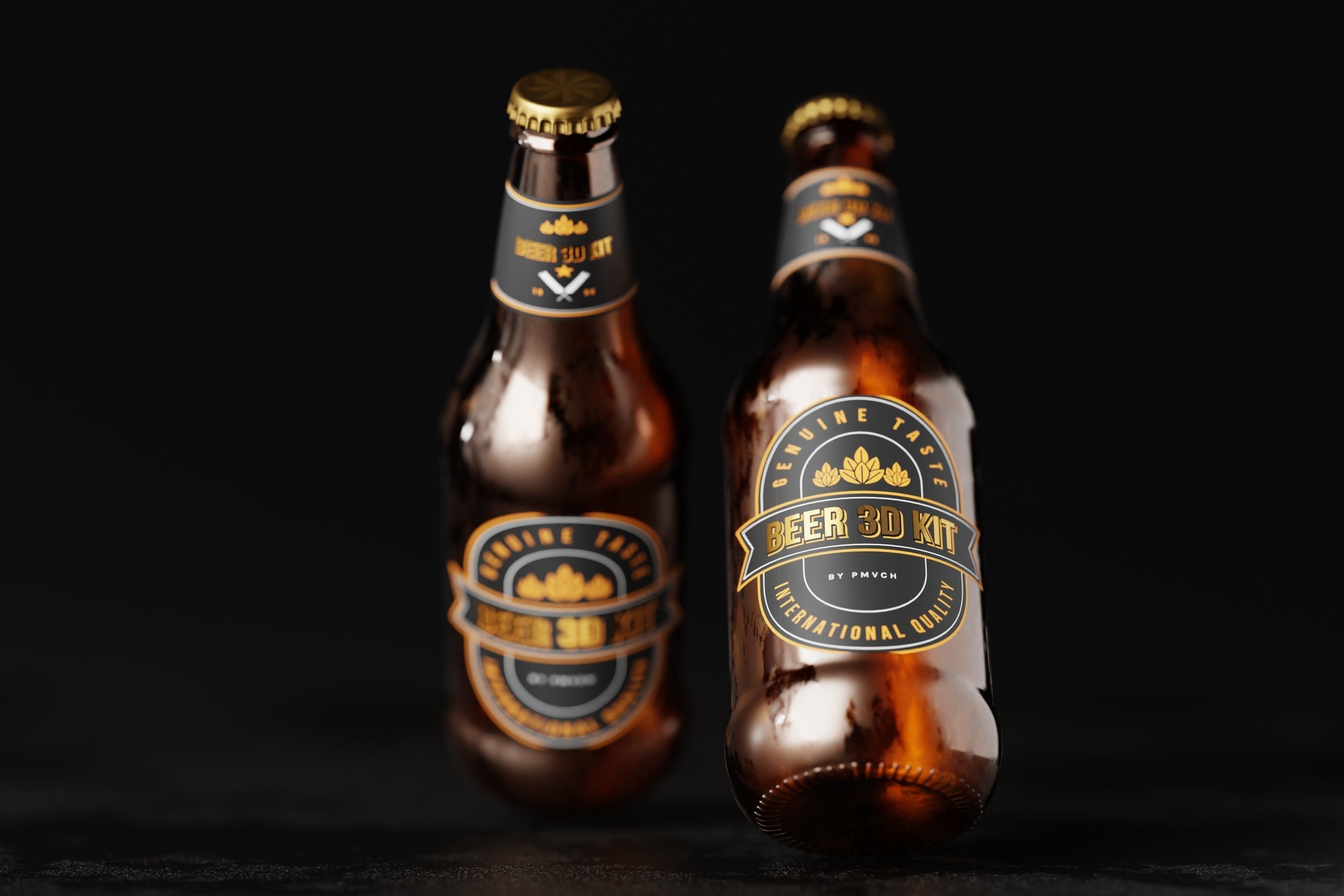Heritage Beer Bottle Low-poly 3D model_9