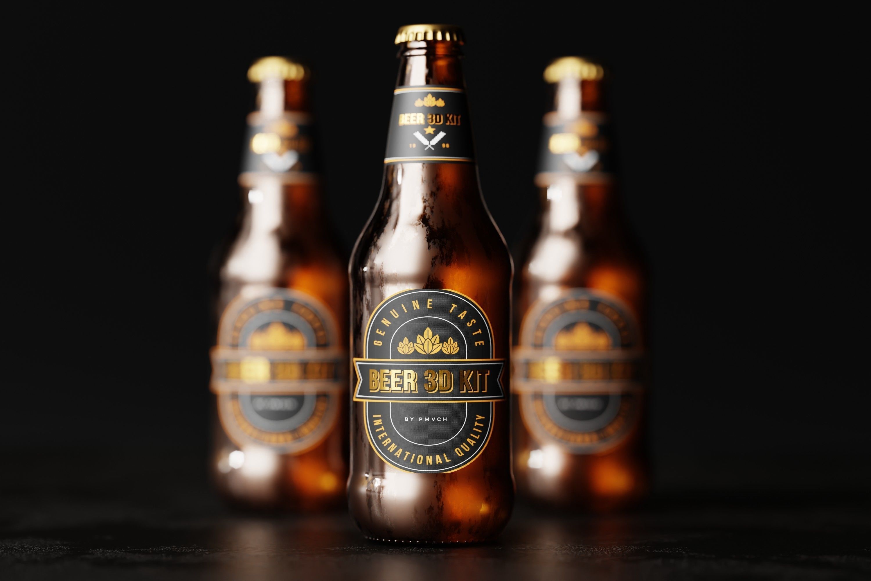 Heritage Beer Bottle Low-poly 3D model_5