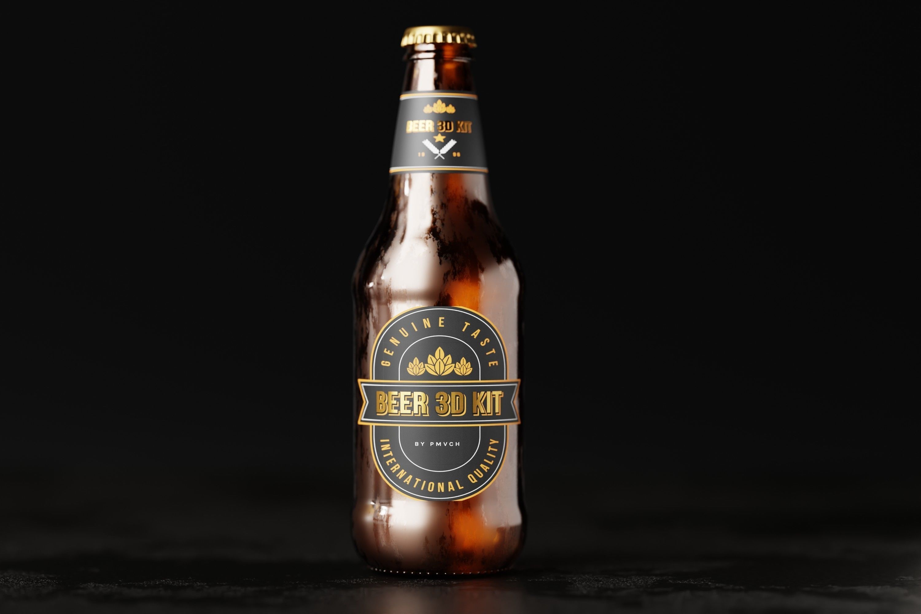 Heritage Beer Bottle Low-poly 3D model_7