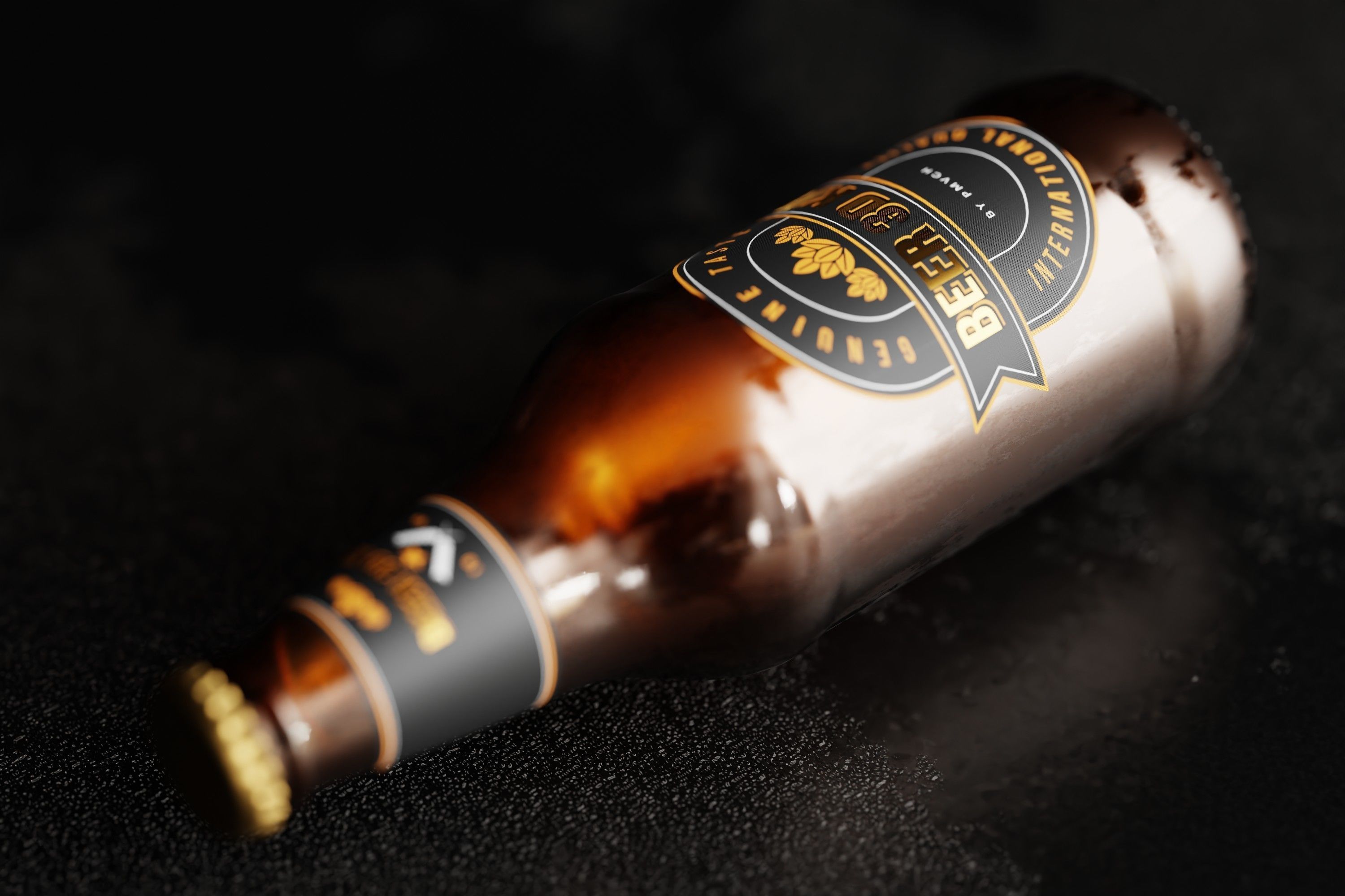 Heritage Beer Bottle Low-poly 3D model_14