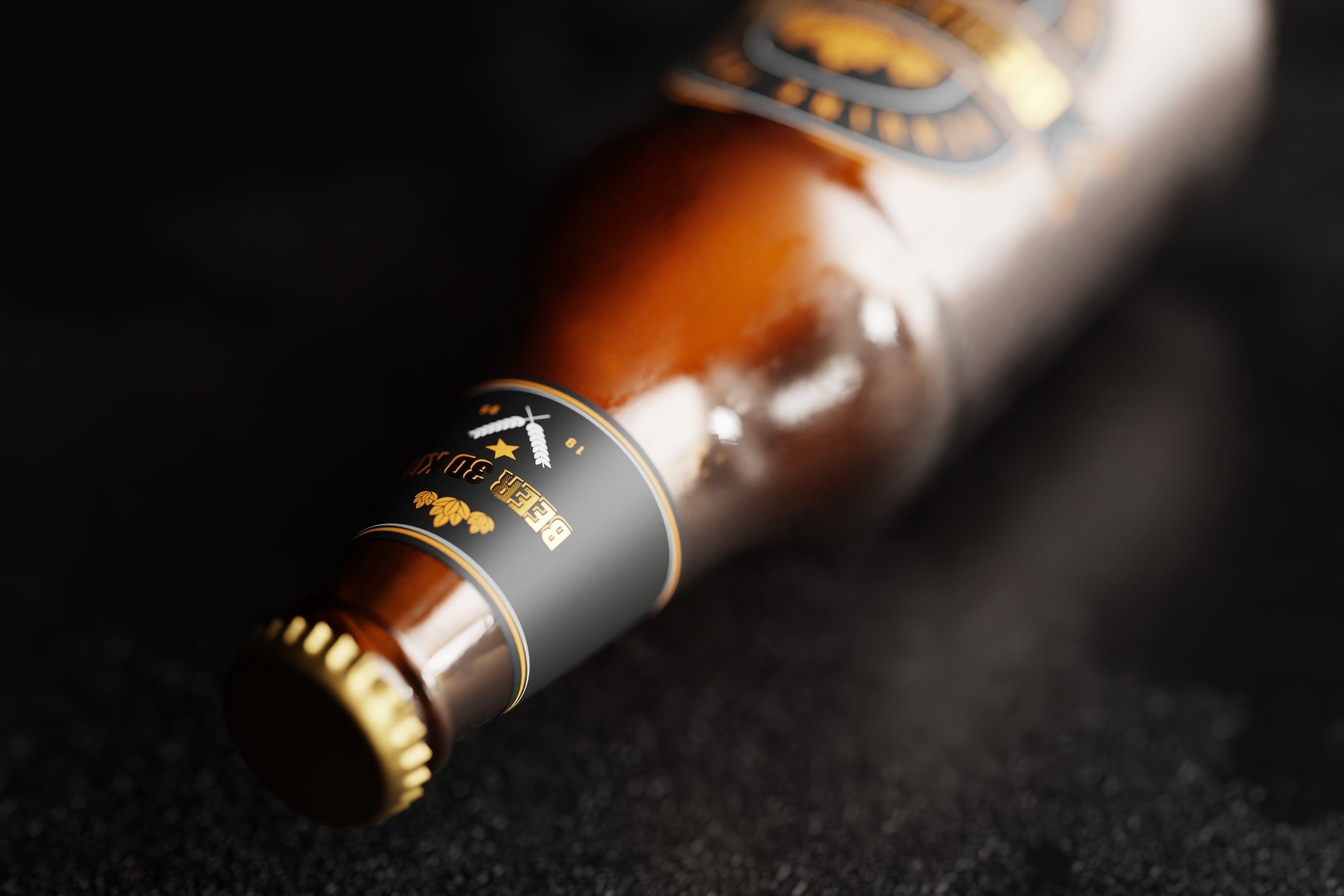 Heritage Beer Bottle Low-poly 3D model_4