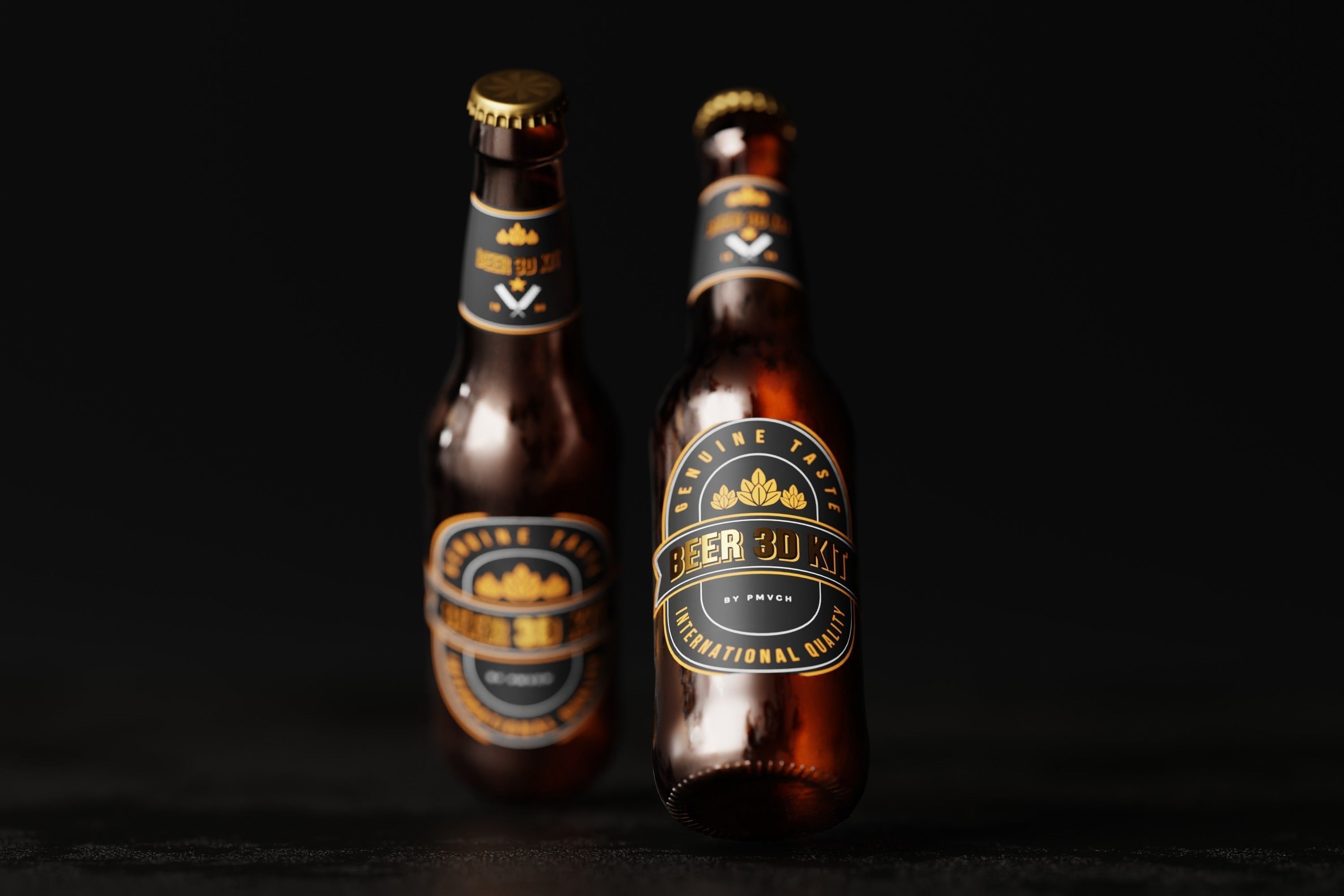 North American Longneck Beer Bottle Low-poly 3D model_13