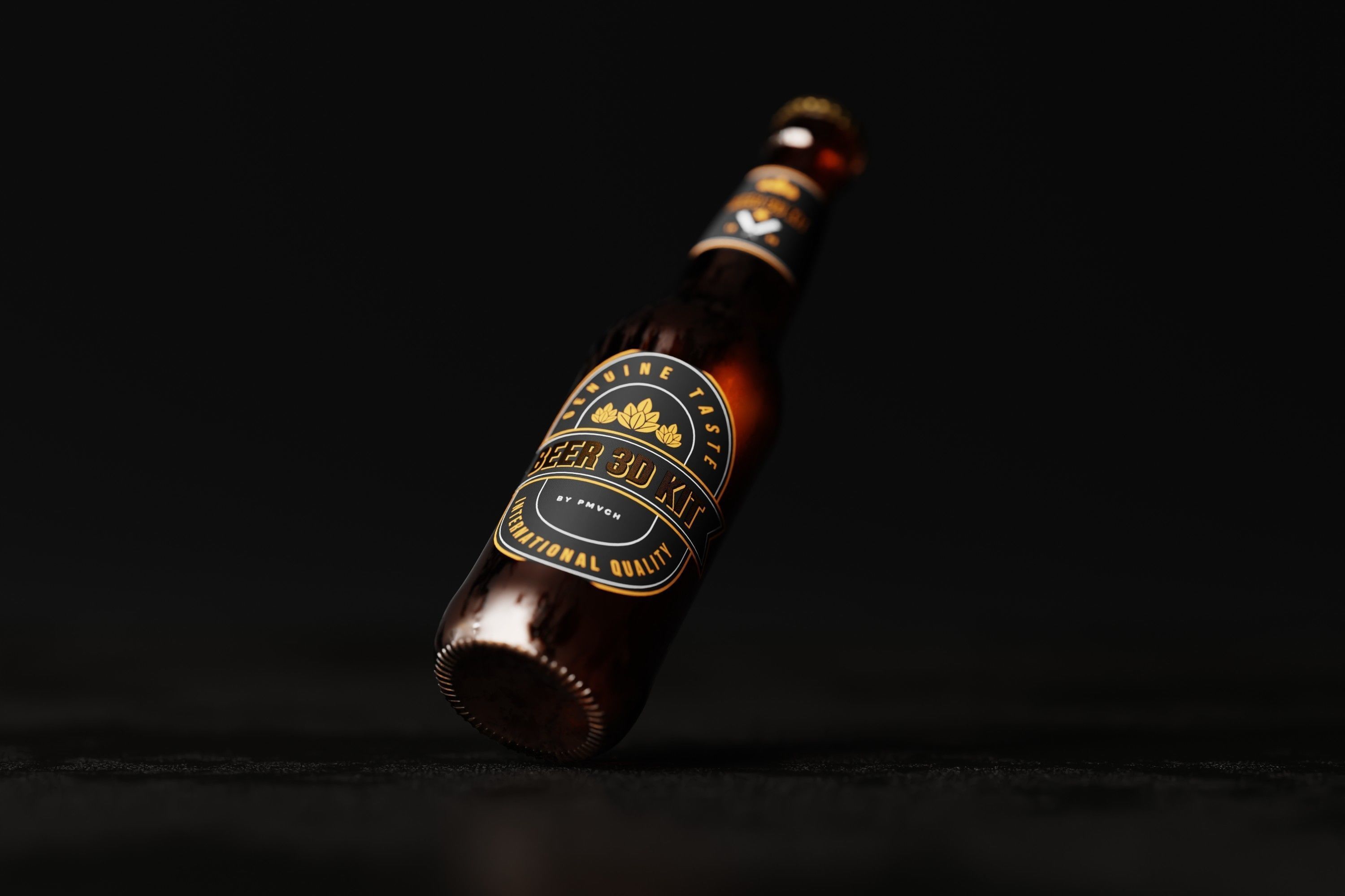 North American Longneck Beer Bottle Low-poly 3D model_2