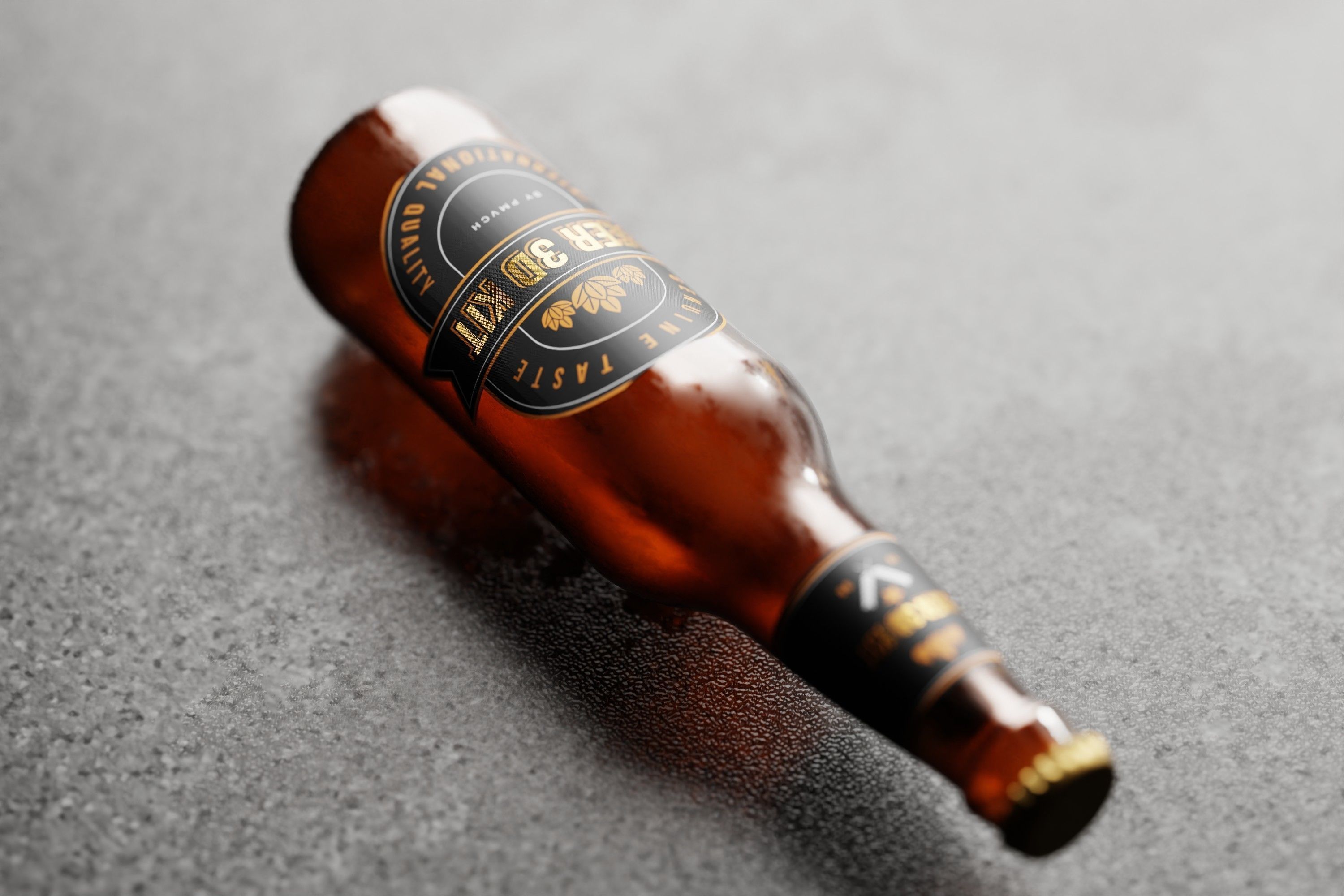 North American Longneck Beer Bottle Low-poly 3D model_10