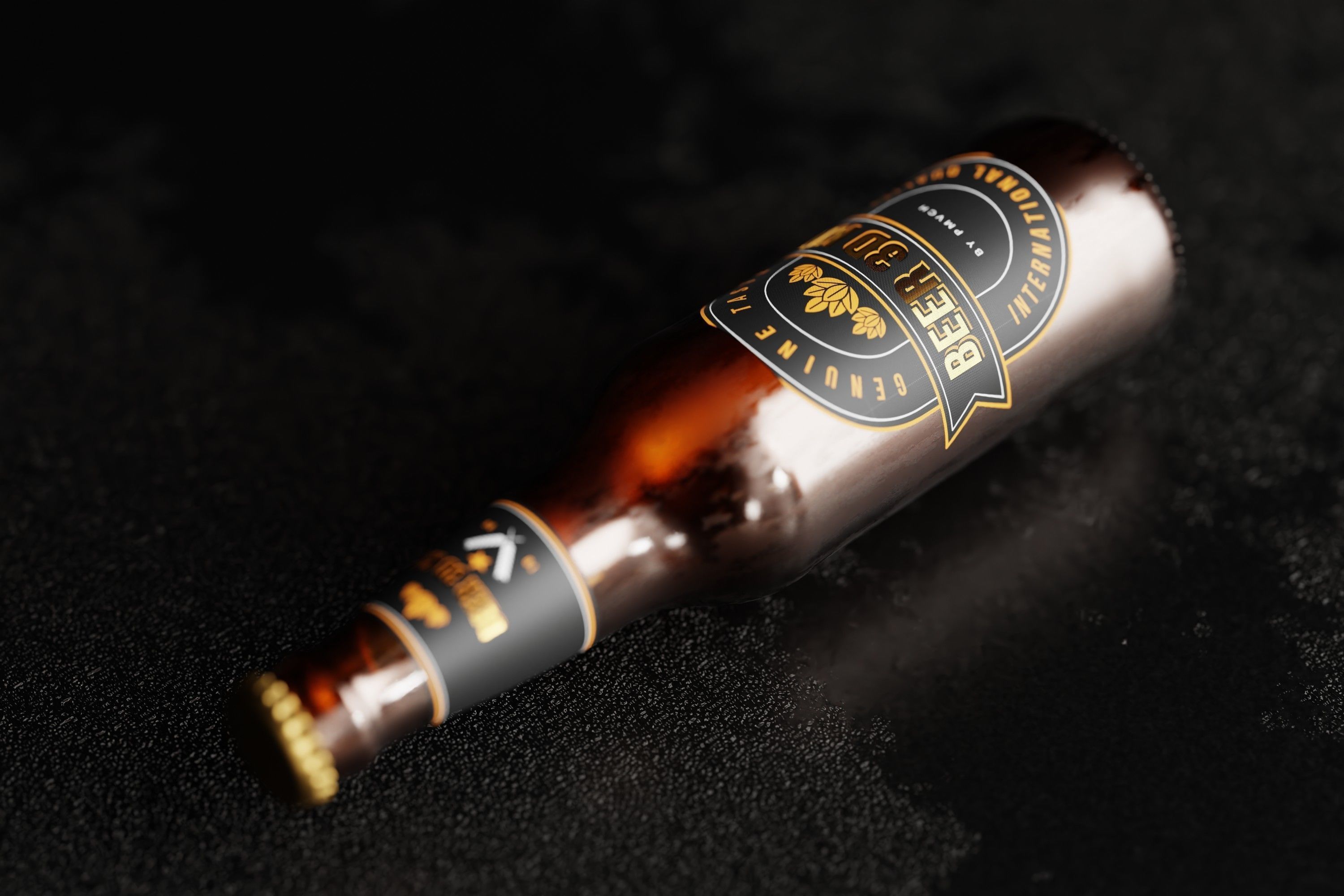 North American Longneck Beer Bottle Low-poly 3D model_11