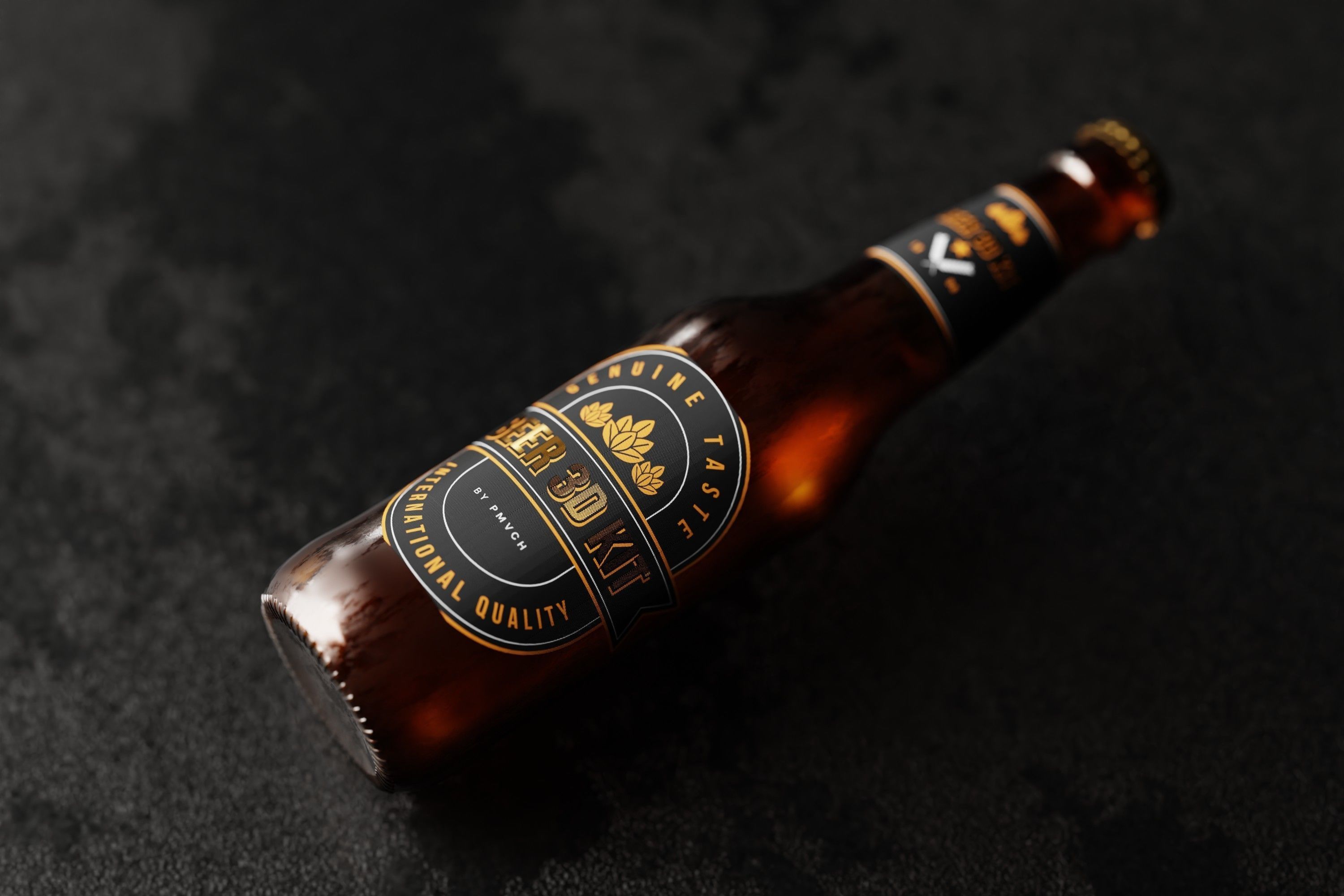 North American Longneck Beer Bottle Low-poly 3D model_9