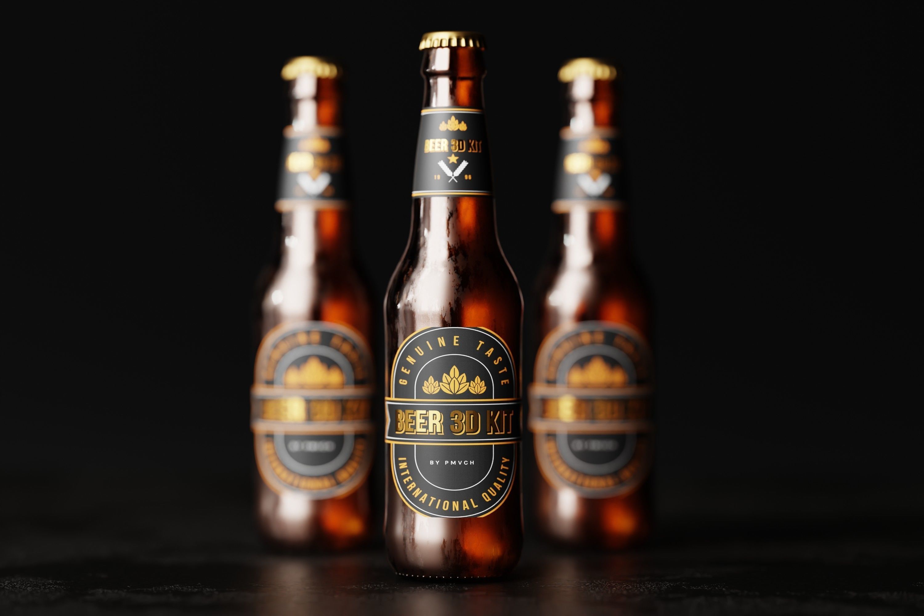 North American Longneck Beer Bottle Low-poly 3D model_1