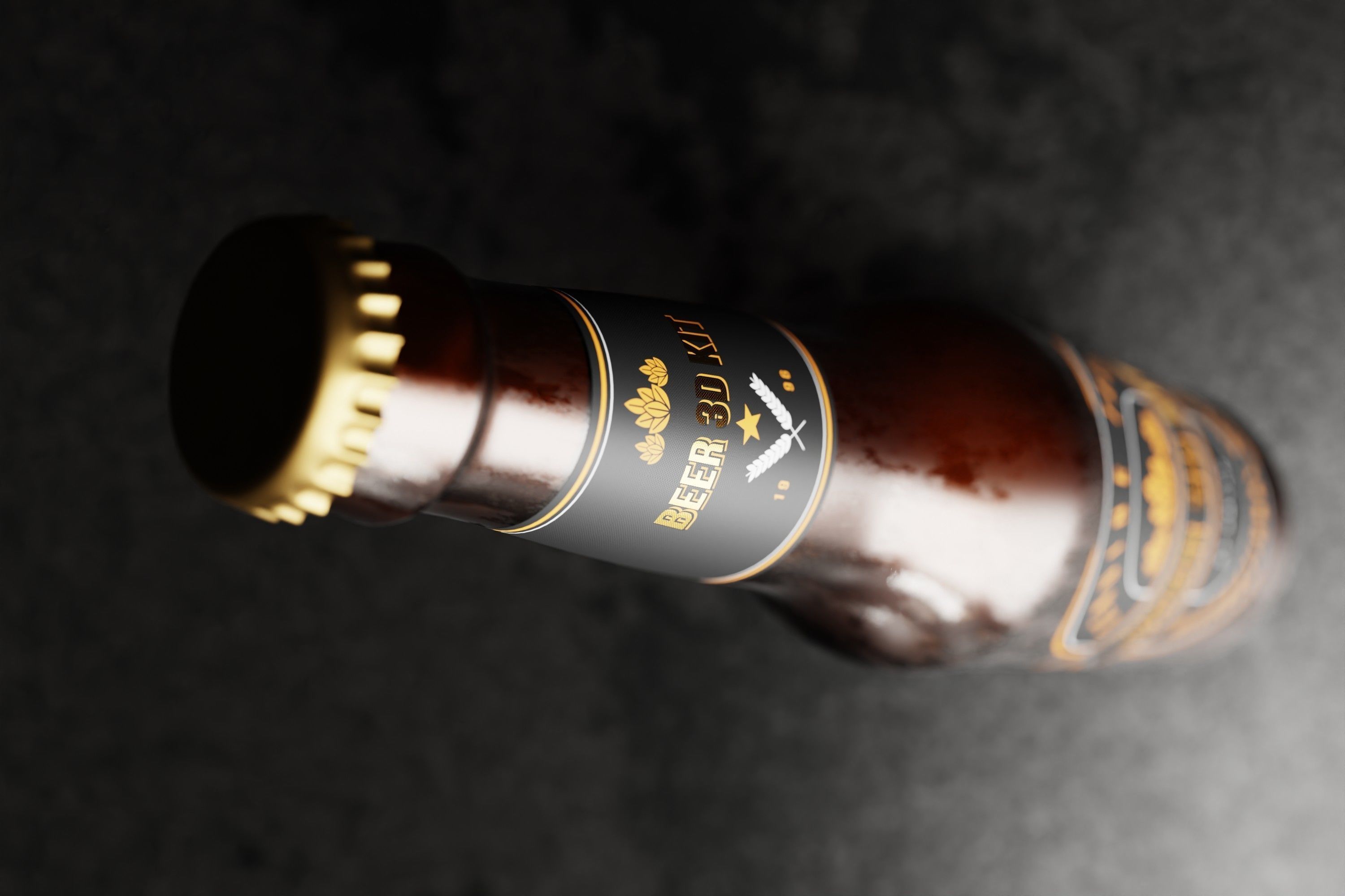 North American Longneck Beer Bottle Low-poly 3D model_7