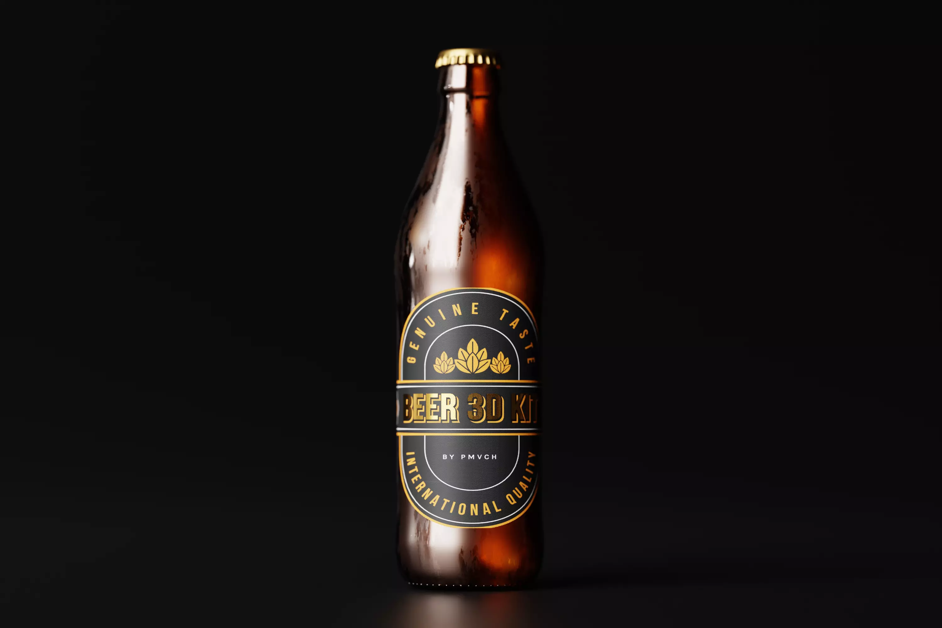 Euro Beer Bottle Low-poly 3D model