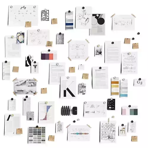 Moodboard Stickers Set 1 Low-poly 3D model
