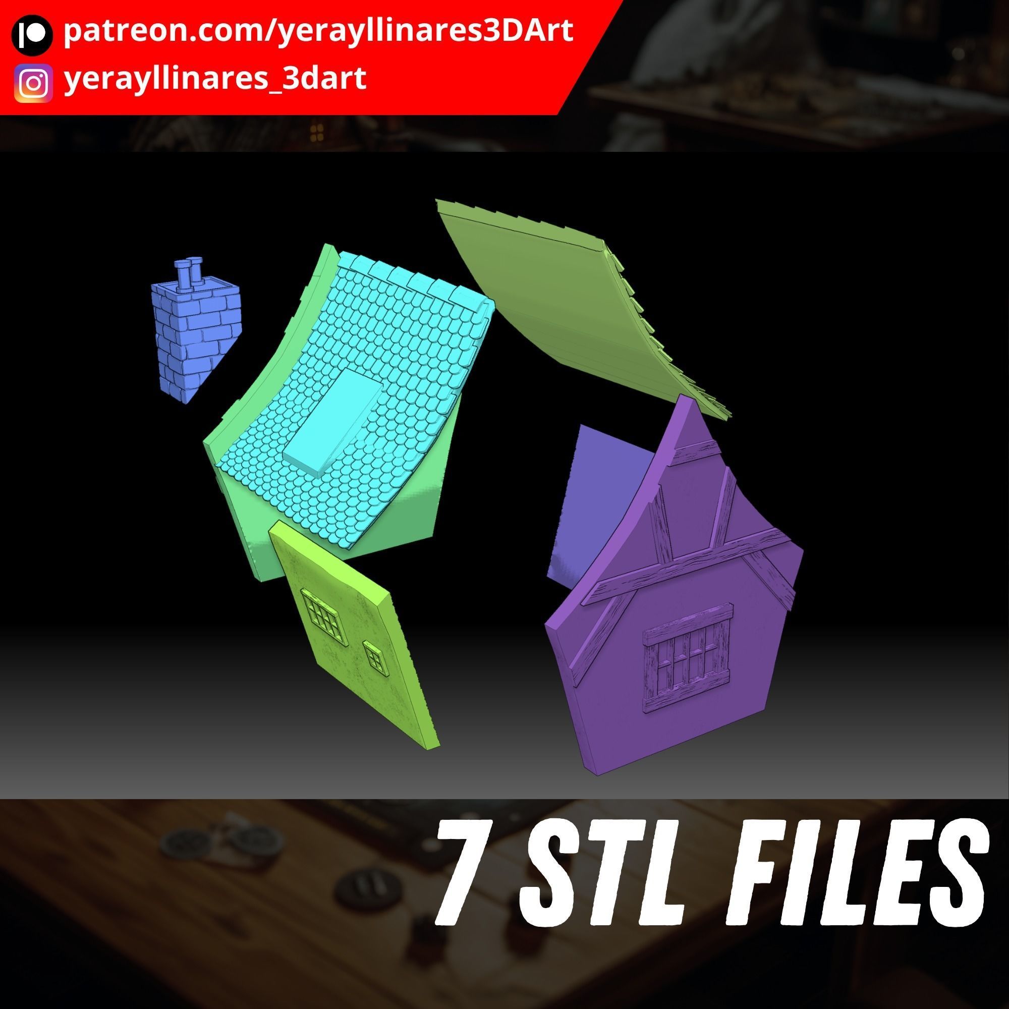Cottage 1 - Wargaming Terrain 3D print model_3