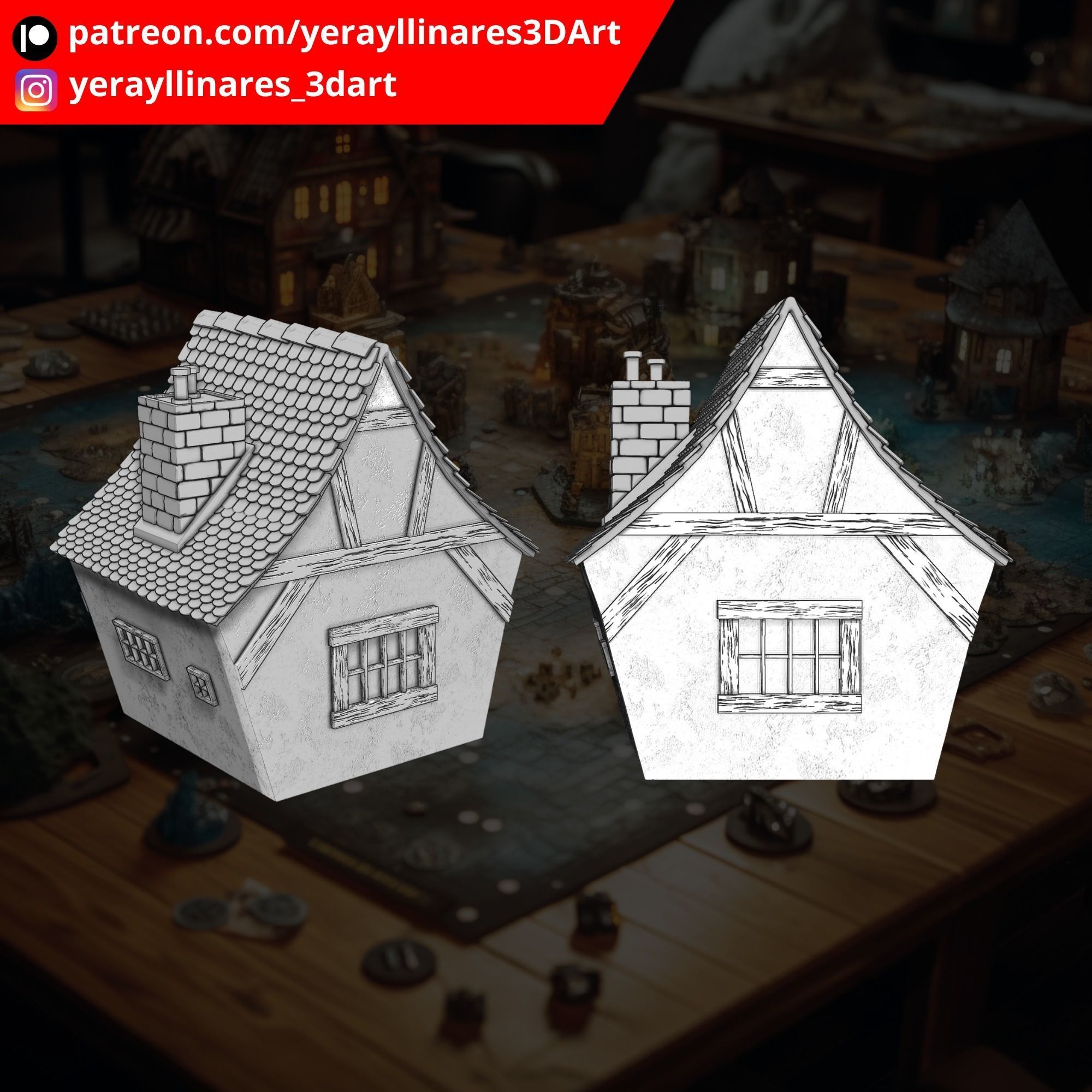 Cottage 1 - Wargaming Terrain 3D print model_2
