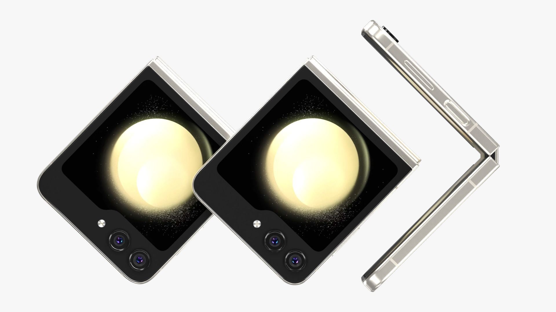 Samsung Galaxy Z Flip 5 Cream Low-poly 3D model_13