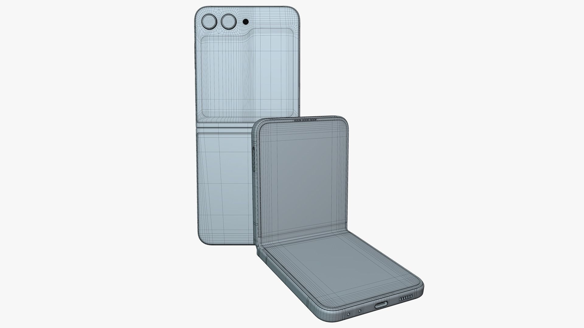 Samsung Galaxy Z Flip 5 Cream Low-poly 3D model_15
