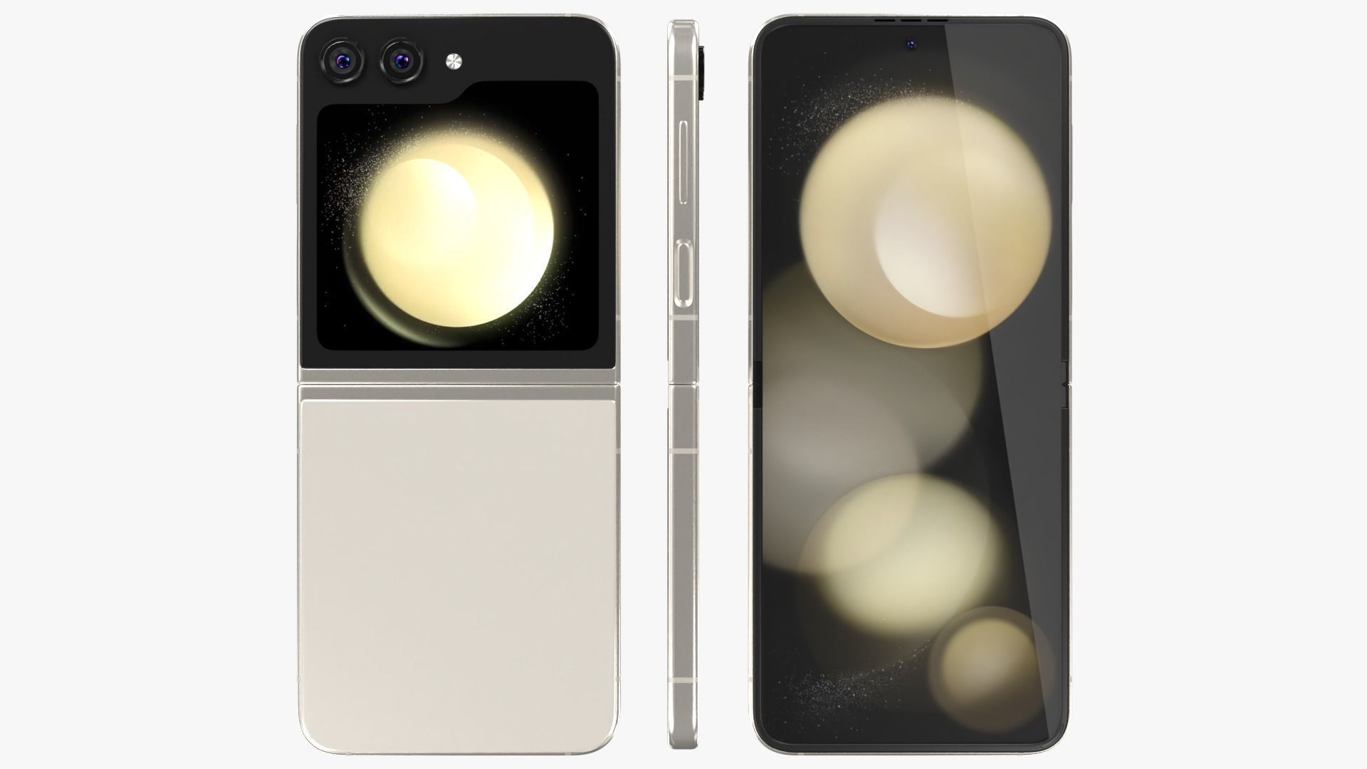 Samsung Galaxy Z Flip 5 Cream Low-poly 3D model_2