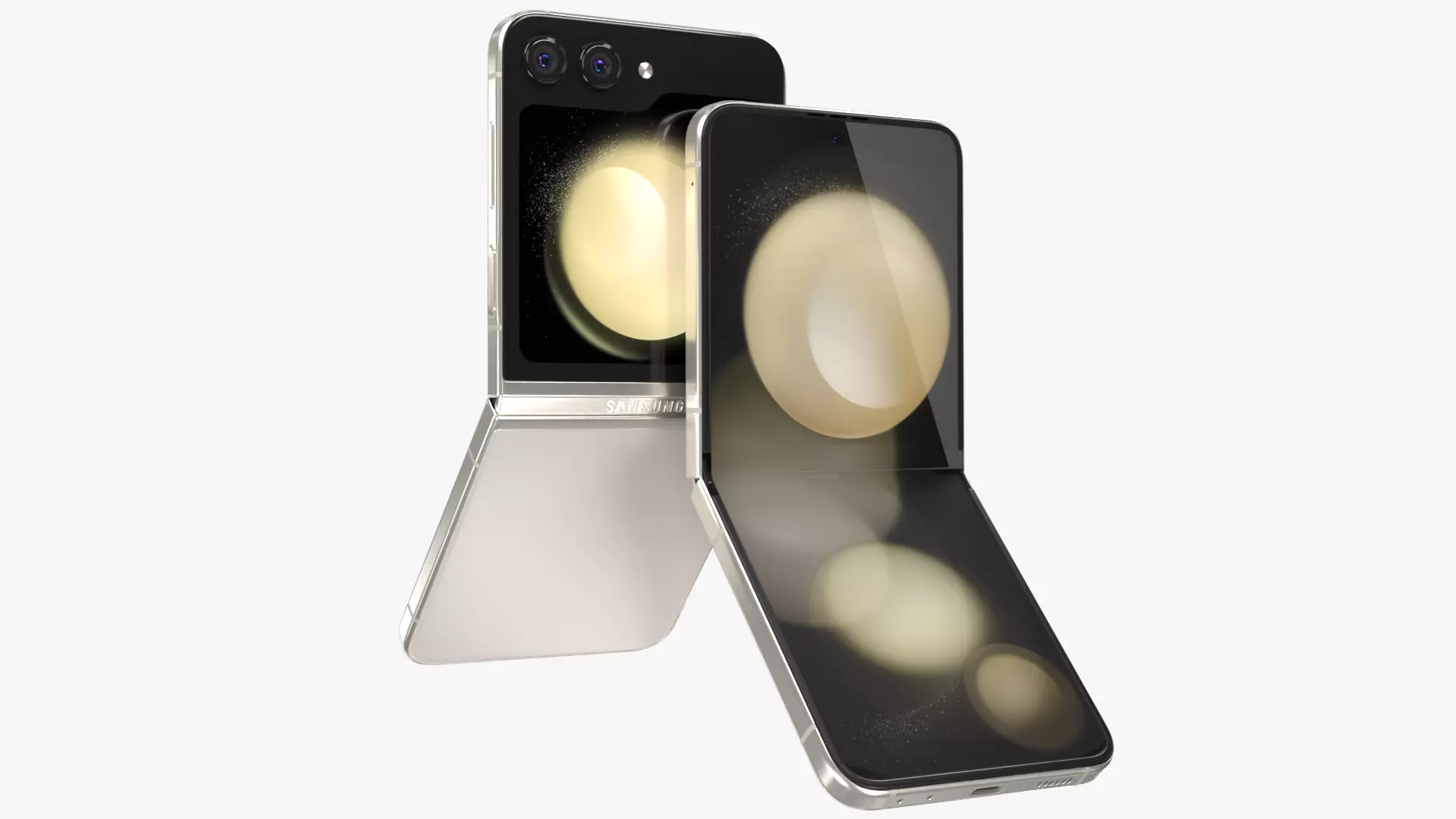 Samsung Galaxy Z Flip 5 Cream Low-poly 3D model_0