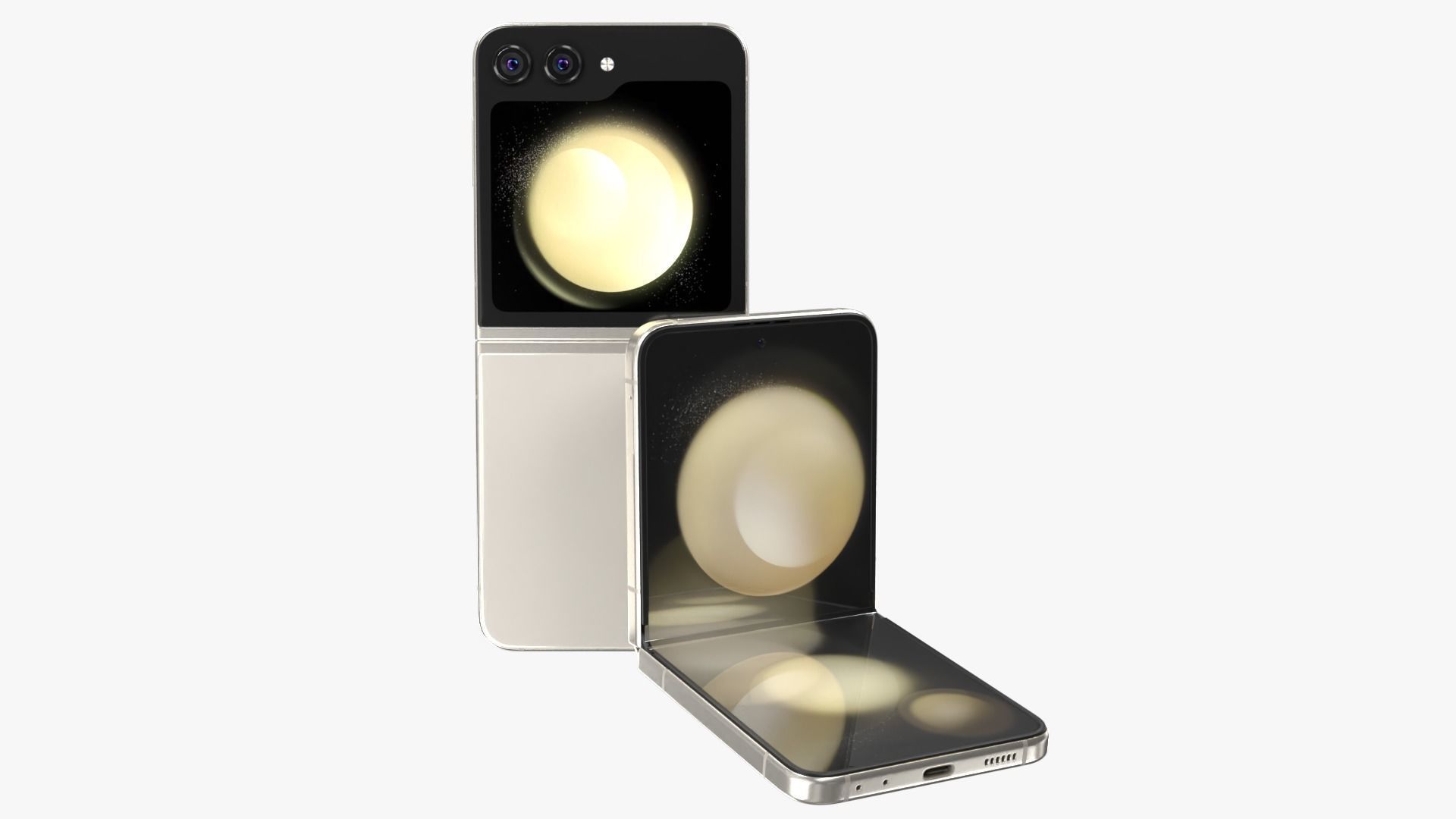Samsung Galaxy Z Flip 5 Cream Low-poly 3D model_3