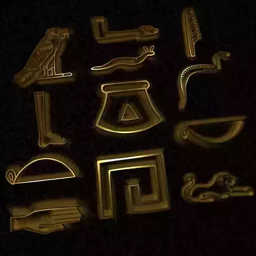  Egyptian hieroglyphs  3D-STL Model High-Polygon Free 3D print model