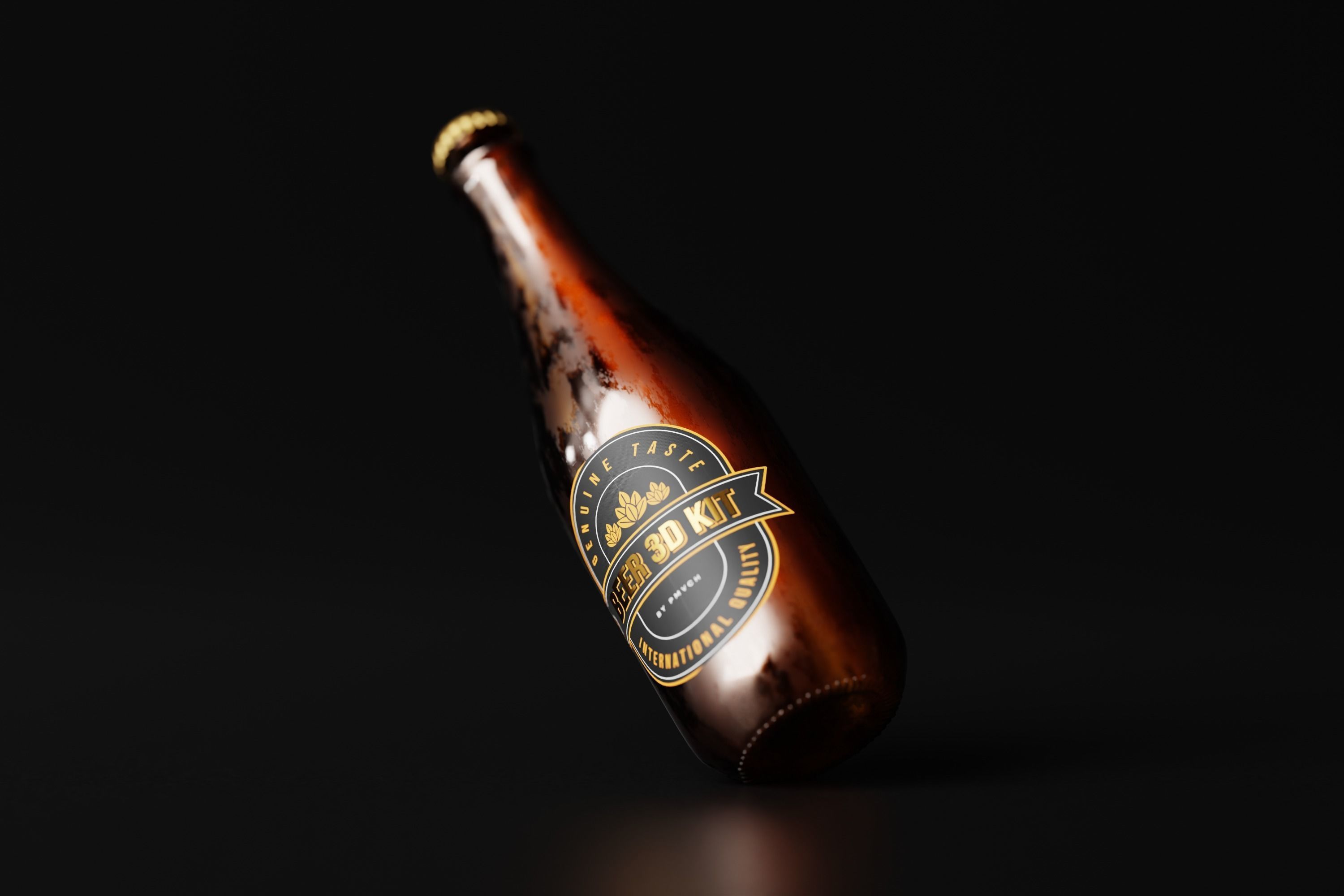 Sparkling Beer Bottle Low-poly 3D model_2