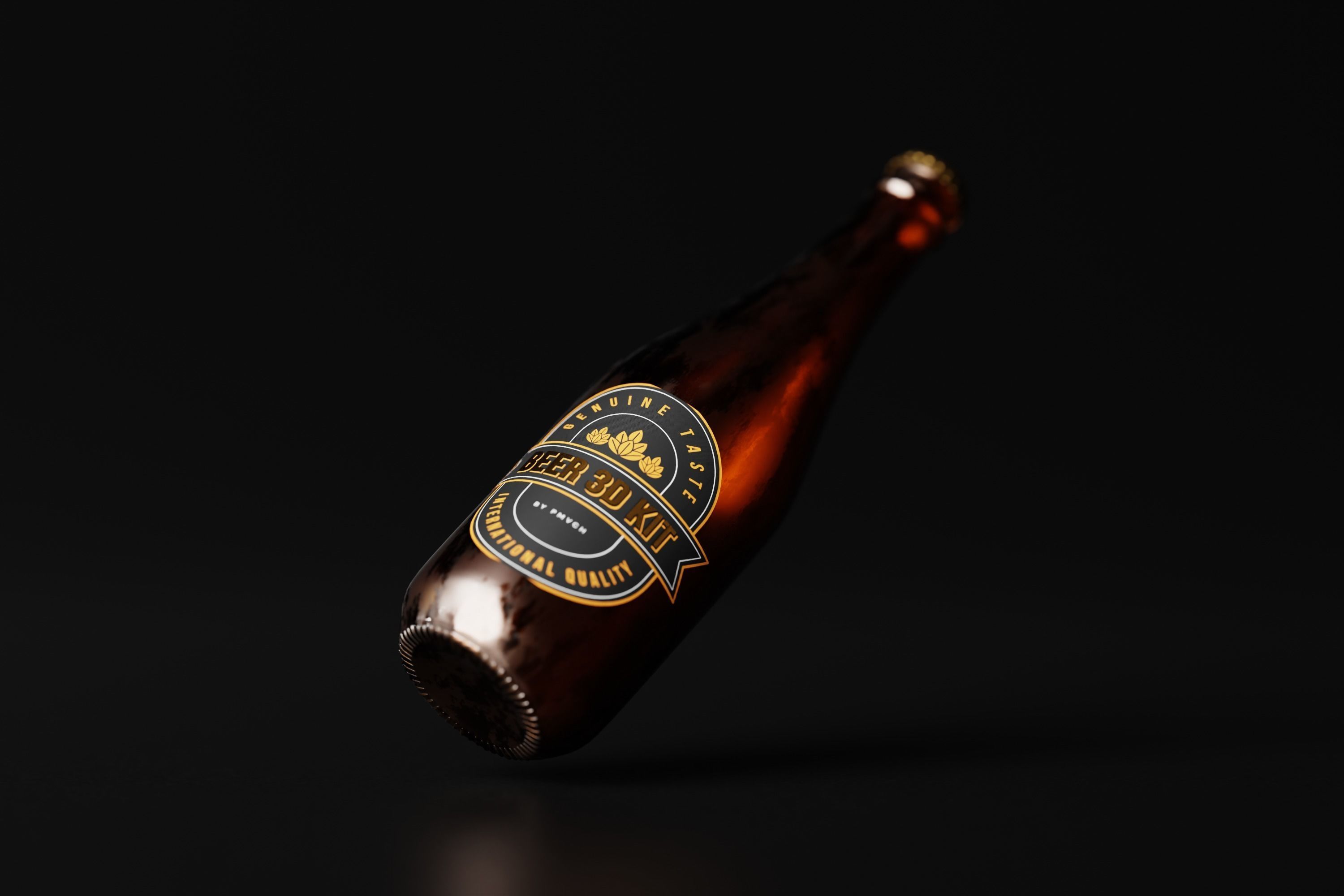 Sparkling Beer Bottle Low-poly 3D model_1
