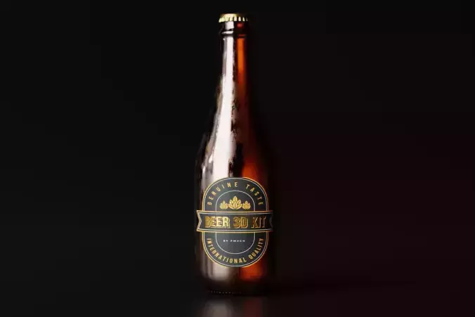 Sparkling Beer Bottle Low-poly 3D model