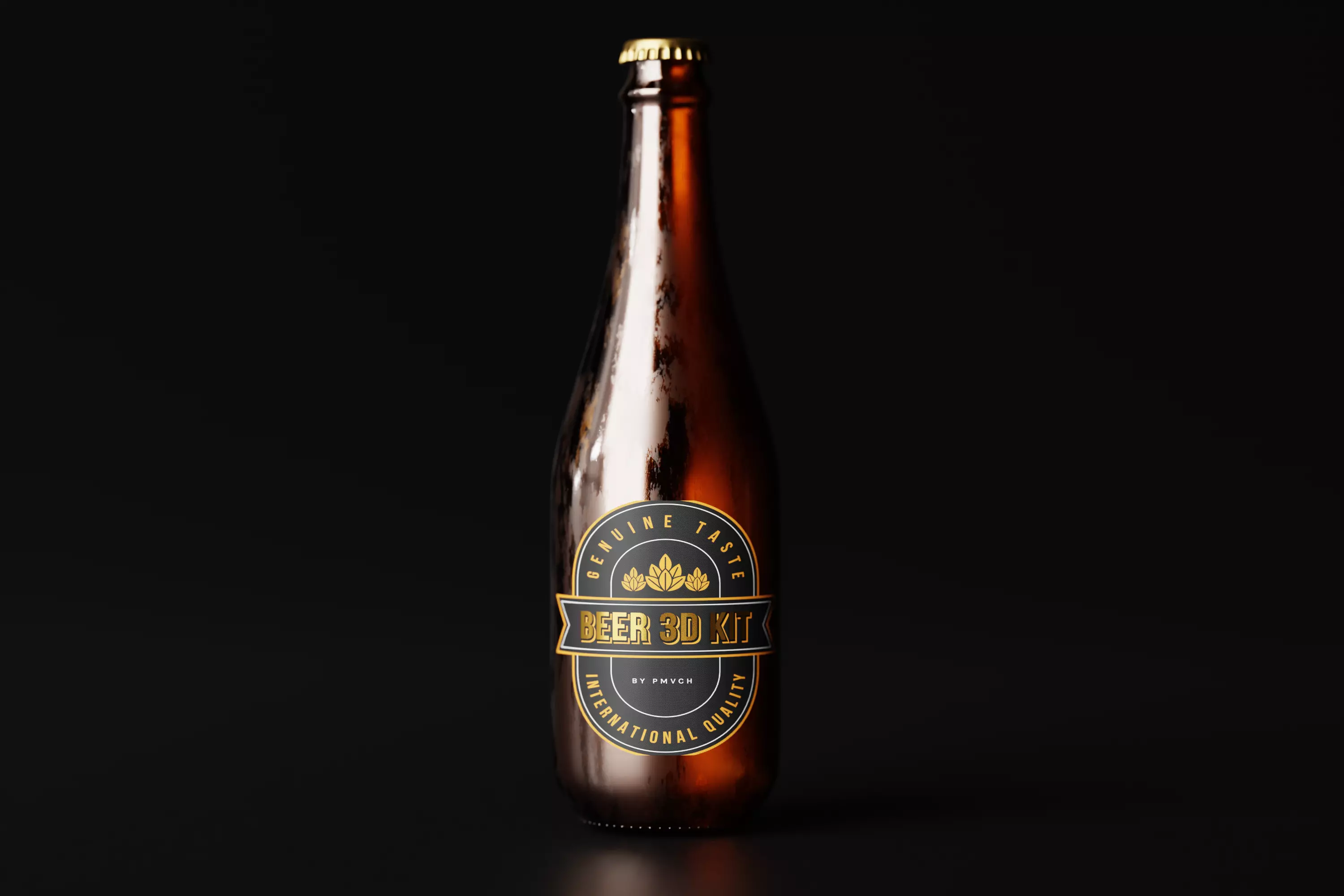 Sparkling Beer Bottle Low-poly 3D model_0