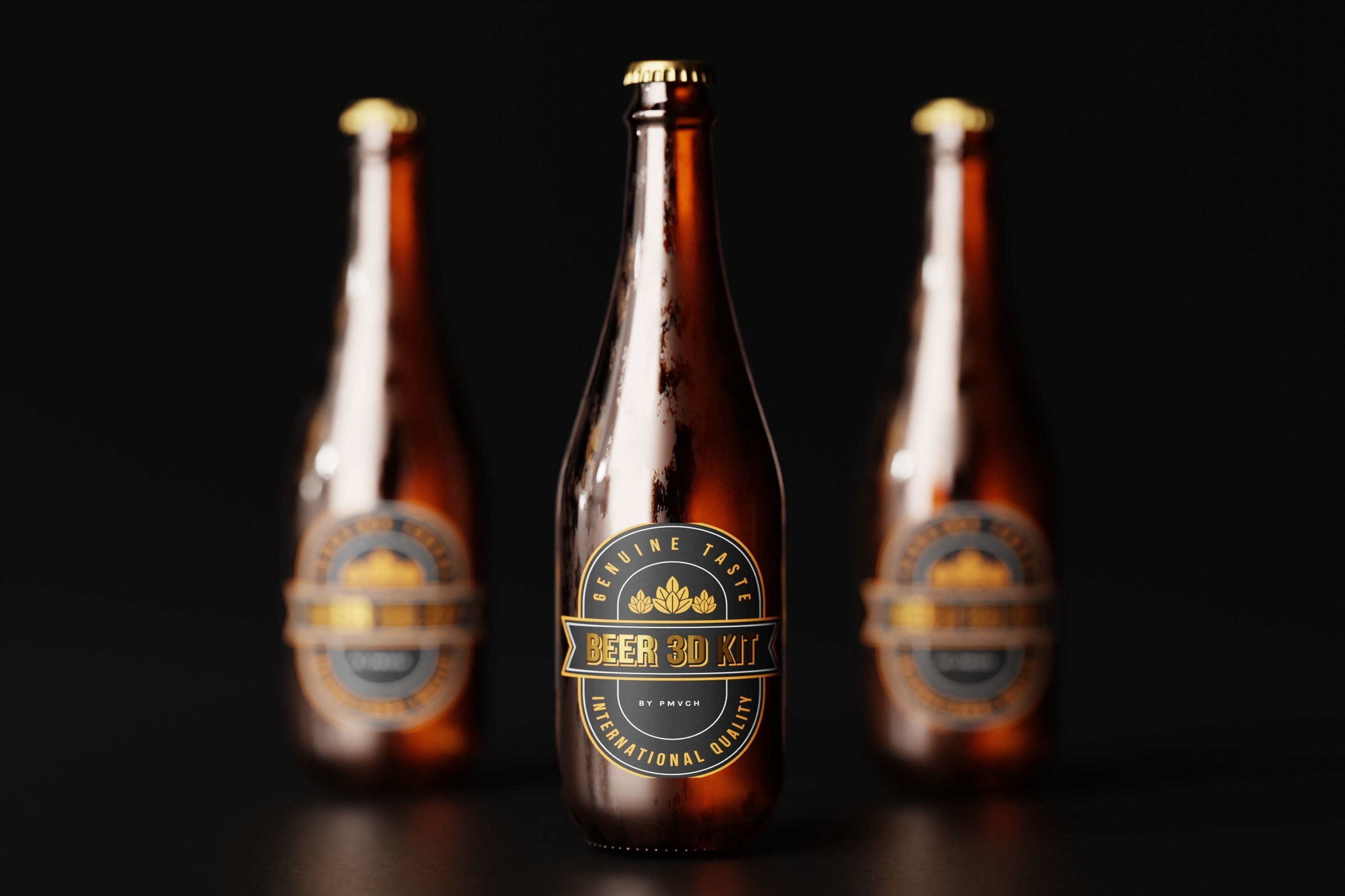 Sparkling Beer Bottle Low-poly 3D model_4