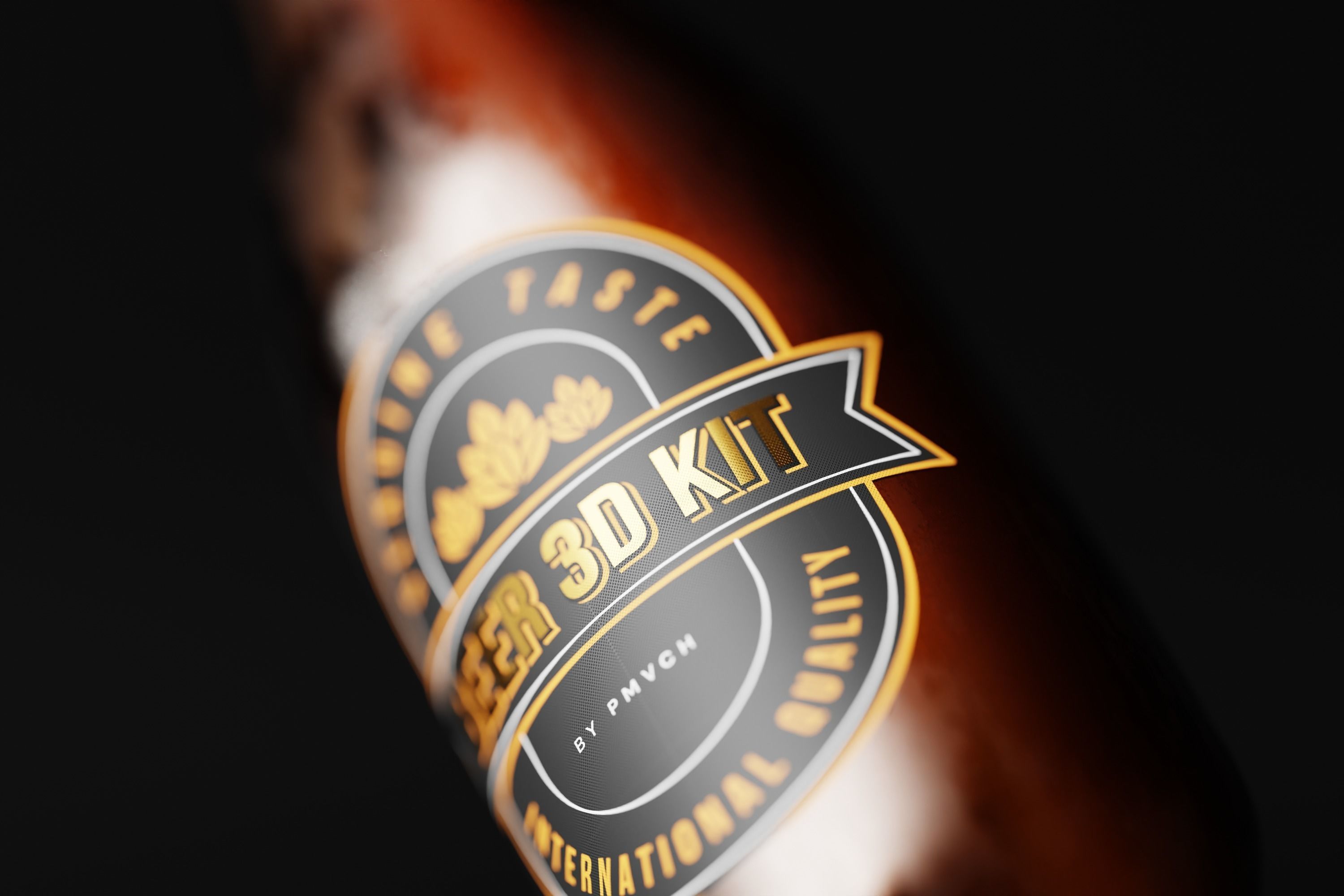 Sparkling Beer Bottle Low-poly 3D model_3