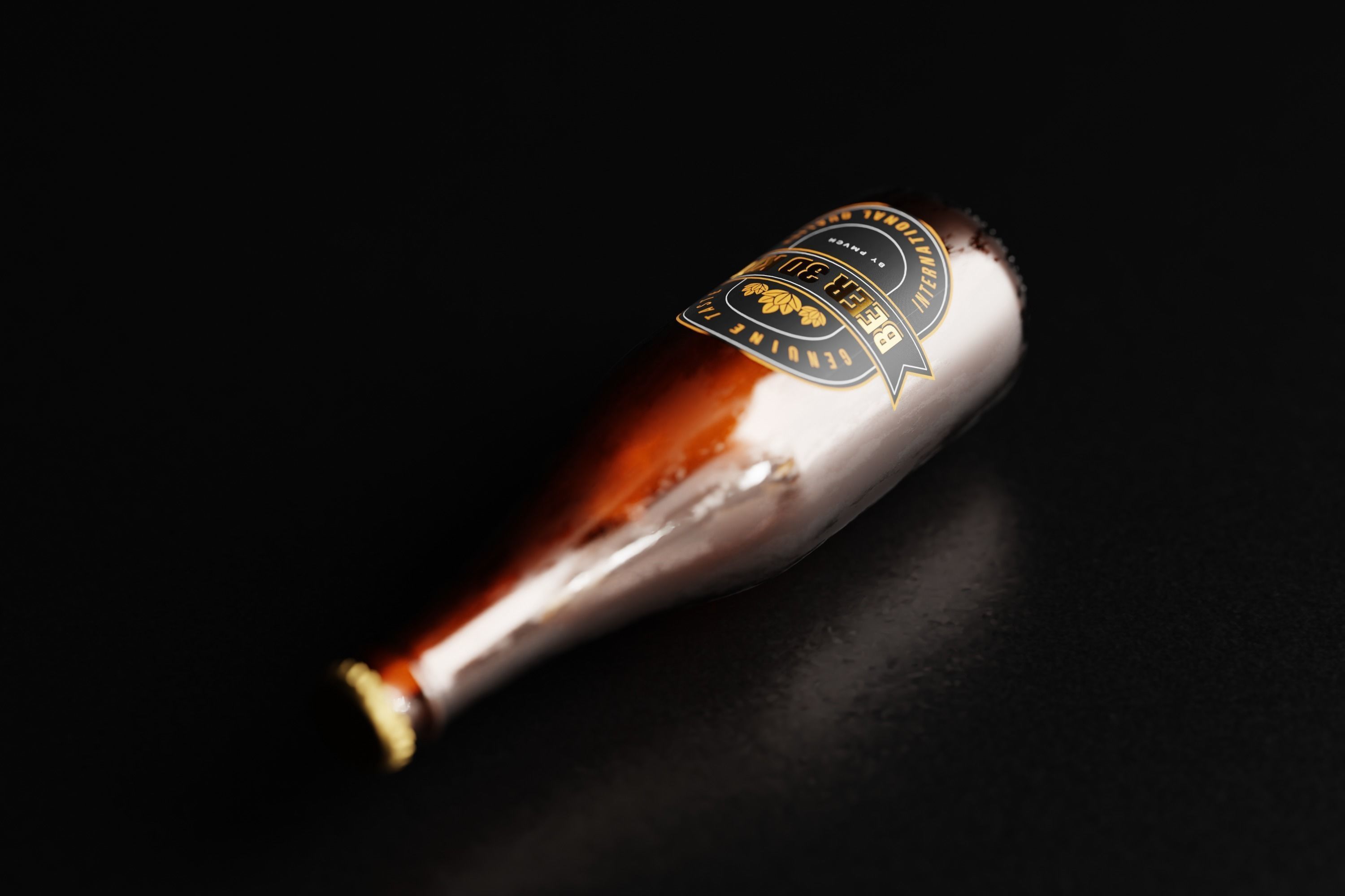 Sparkling Beer Bottle Low-poly 3D model_7