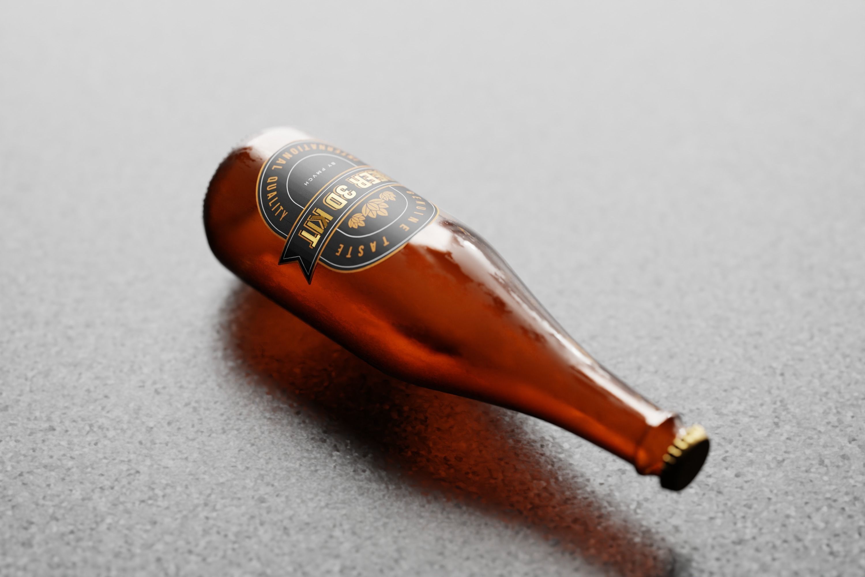 Sparkling Beer Bottle Low-poly 3D model_6