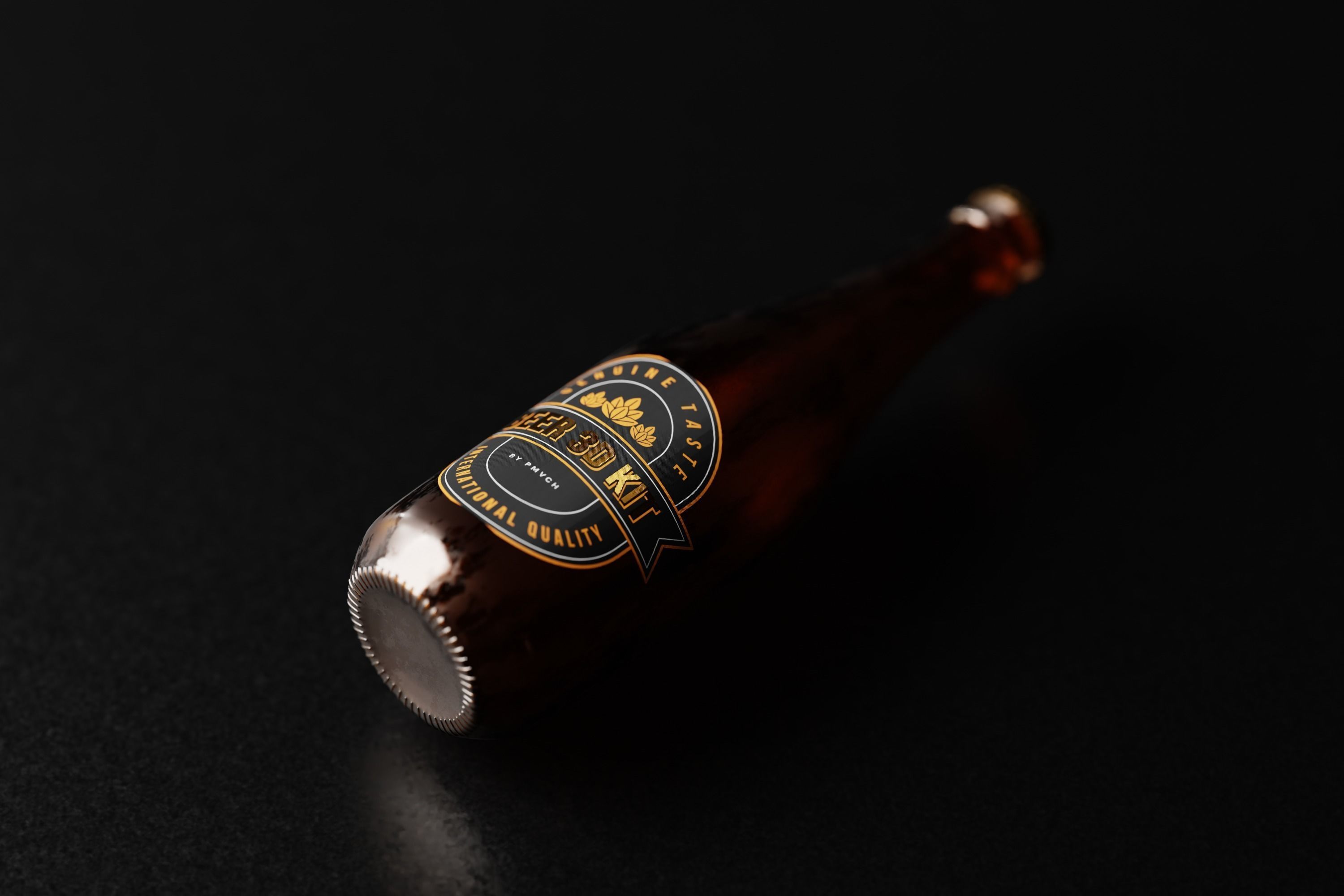 Sparkling Beer Bottle Low-poly 3D model_5