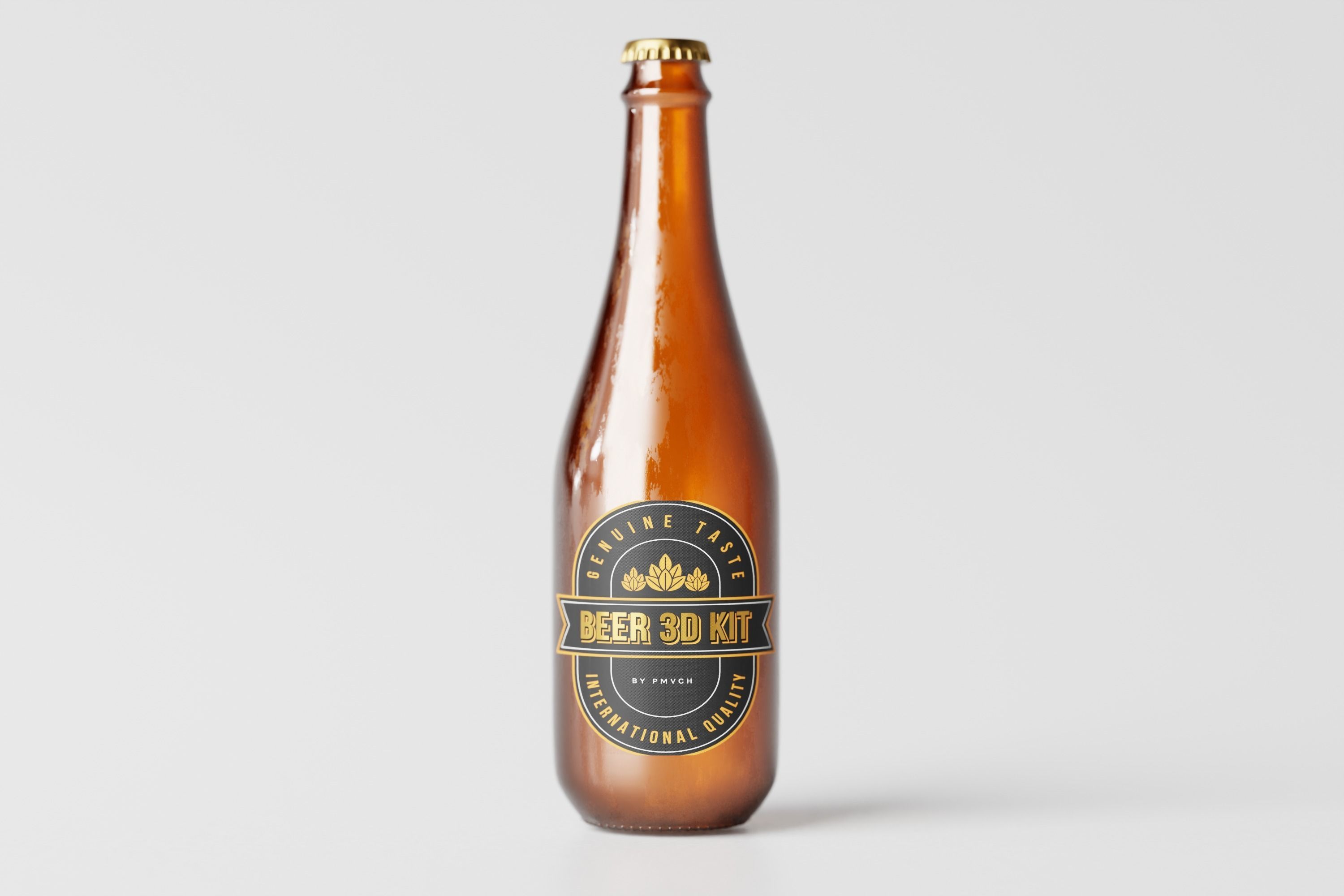 Sparkling Beer Bottle Low-poly 3D model_9