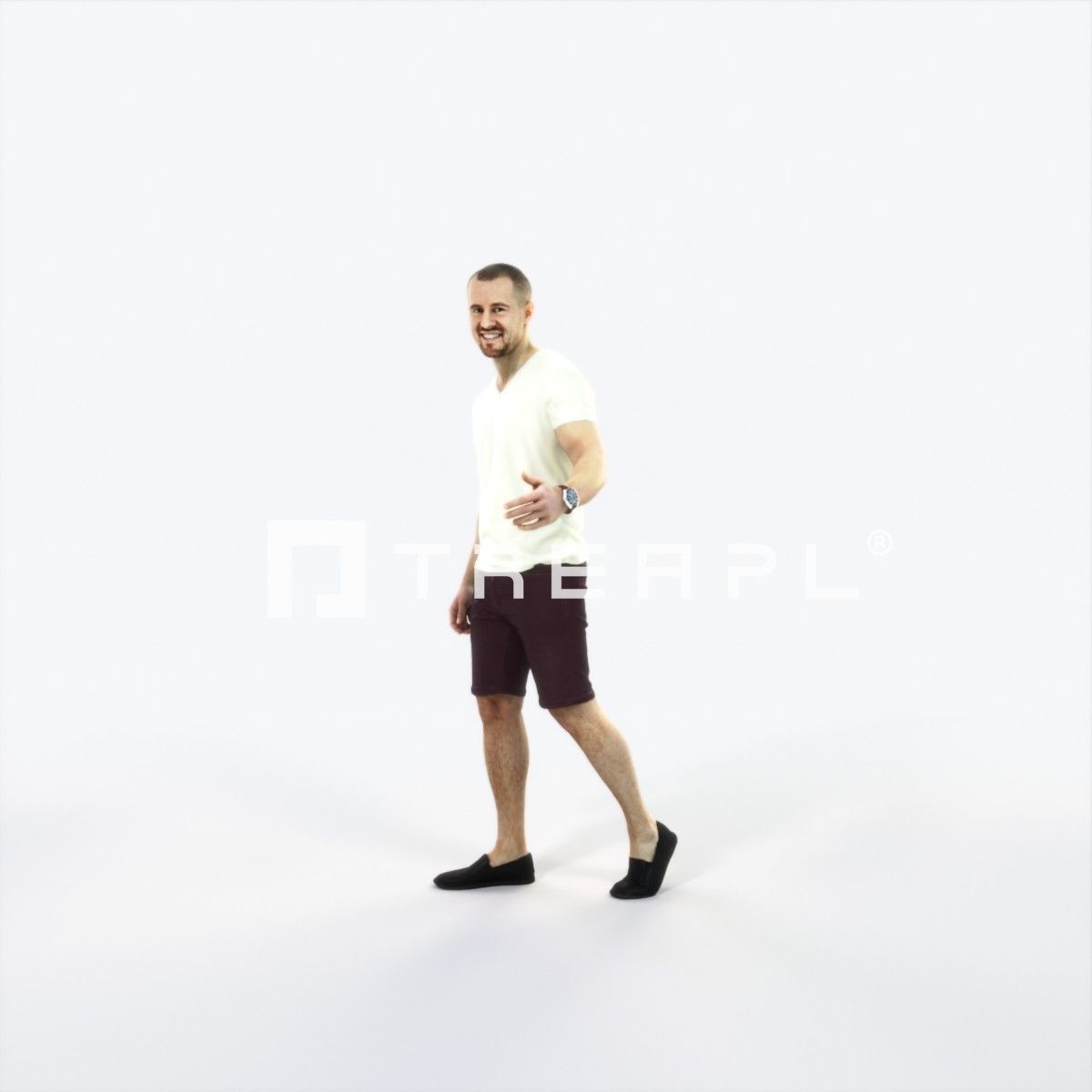 Master 24J Explaining Couple Summer walking Casual Man Low-poly 3D model_6