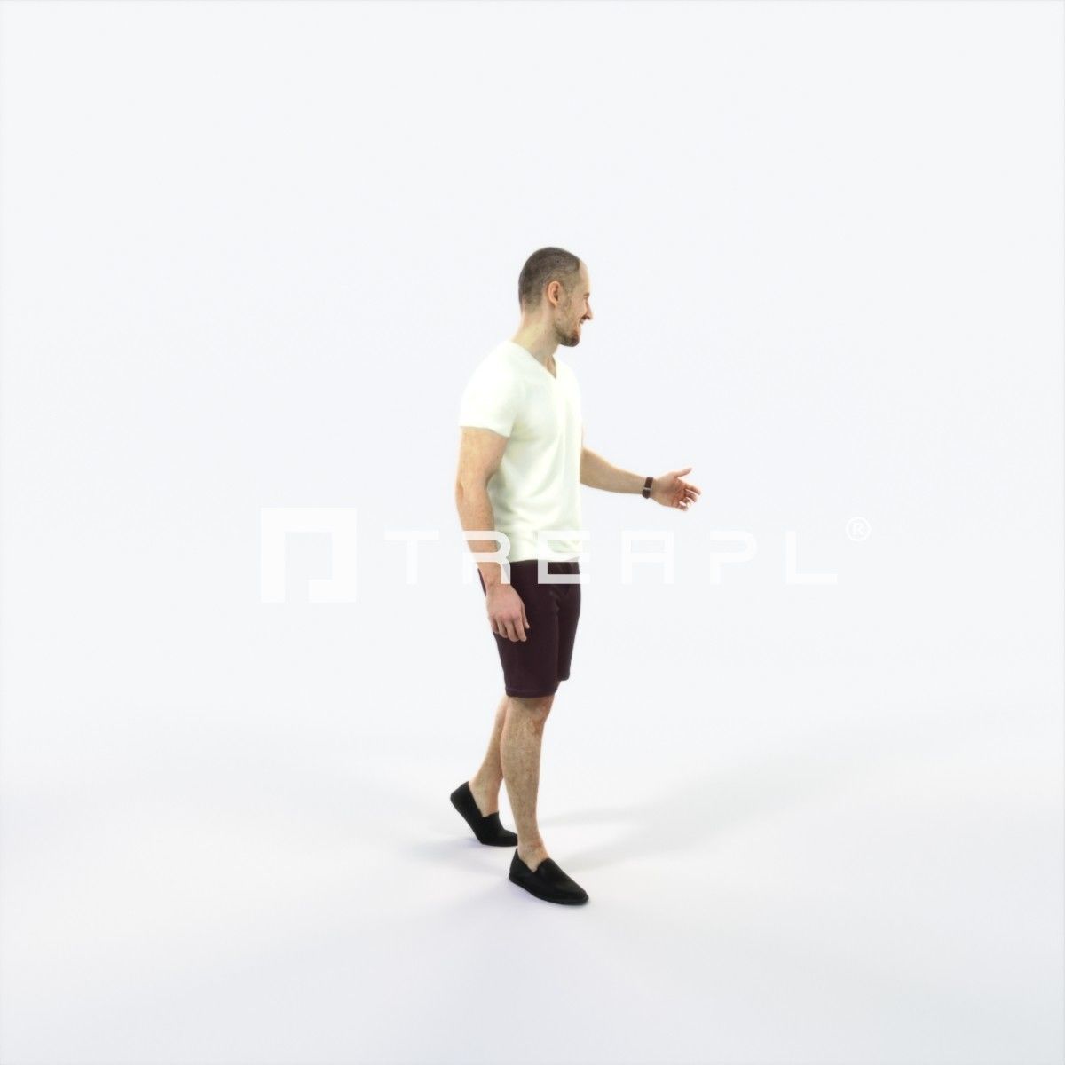 Master 24J Explaining Couple Summer walking Casual Man Low-poly 3D model_2