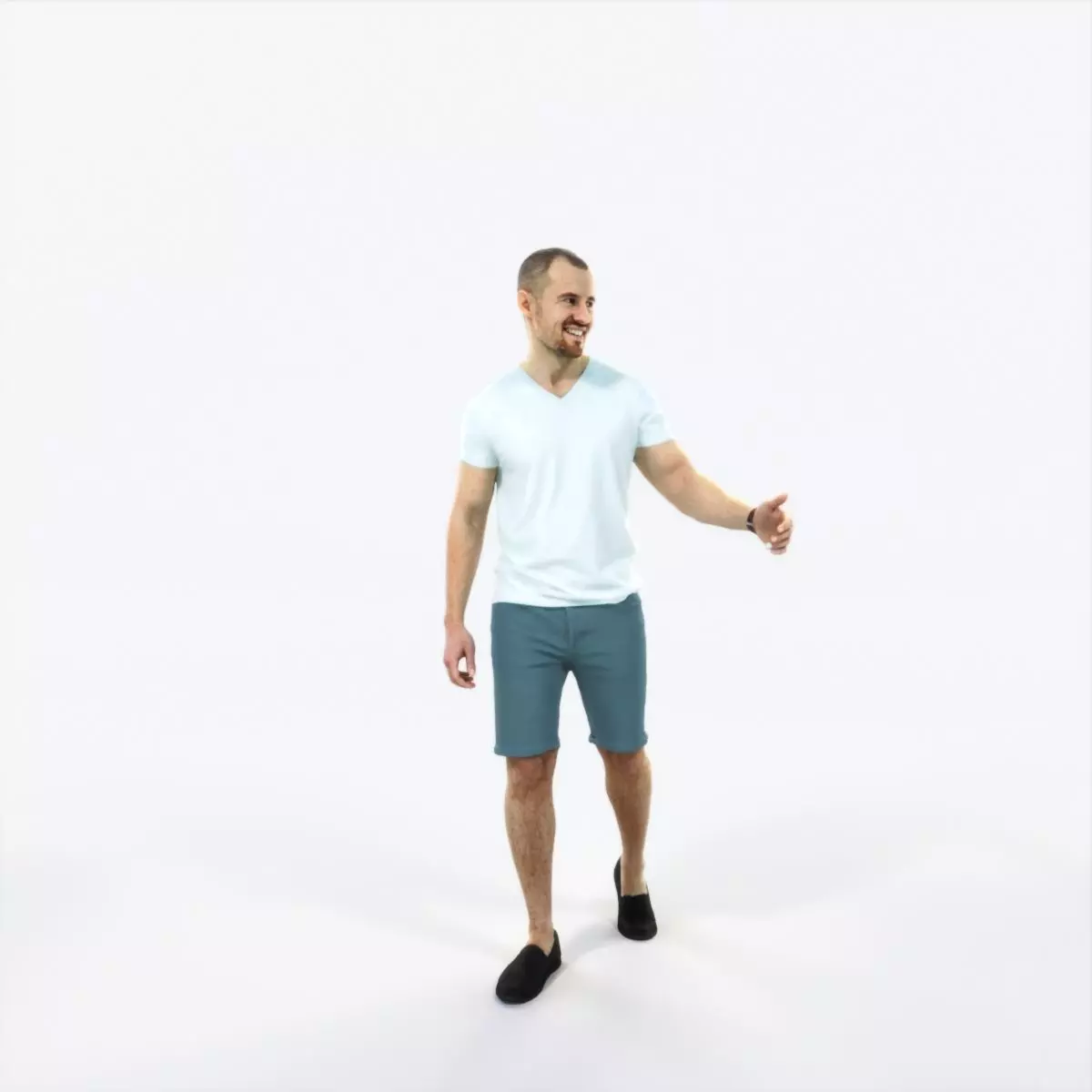 Master 24E Explaining Couple Summer walking Casual Man Low-poly 3D model_0