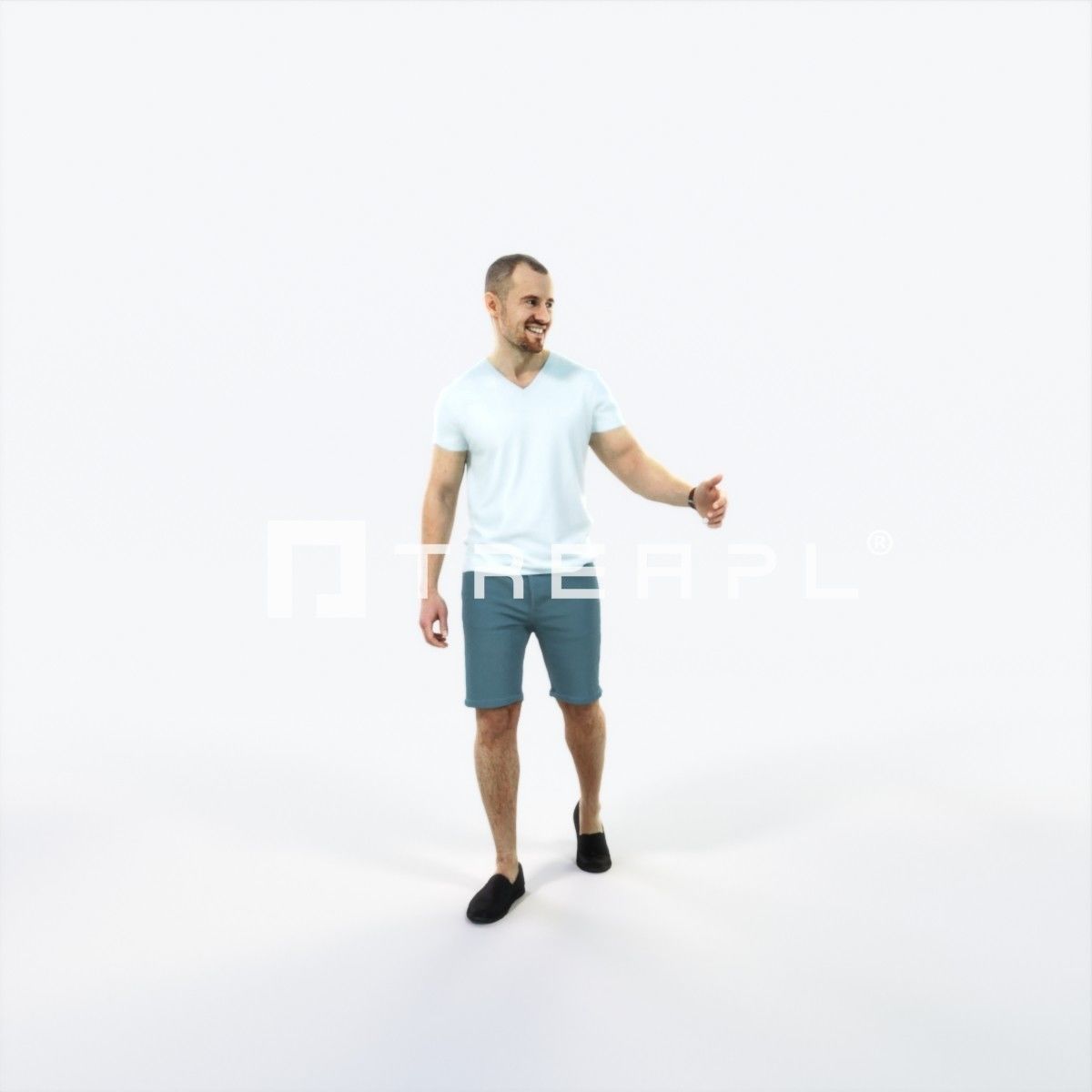 Master 24E Explaining Couple Summer walking Casual Man Low-poly 3D model_1