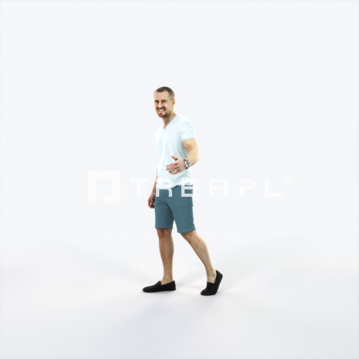 Master 24E Explaining Couple Summer walking Casual Man Low-poly 3D model_6